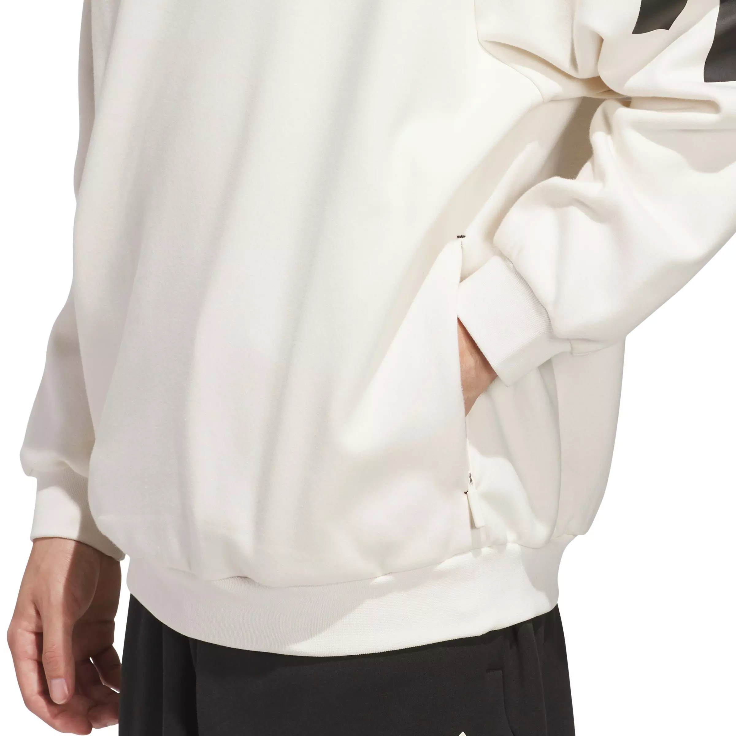 adidas Unisex Basketball 3-Stripes Fleece Hoodie -White - WHITE