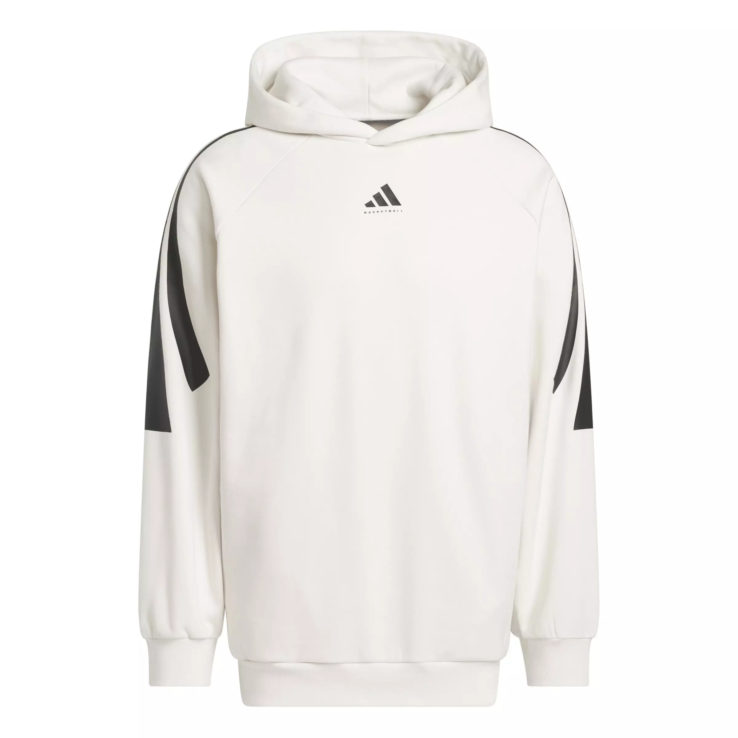 adidas Unisex Basketball 3-Stripes Fleece Hoodie -White - WHITE