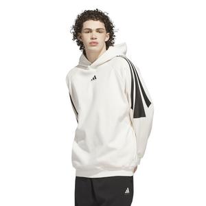 adidas Unisex Basketball 3-Stripes Fleece Hoodie -White
