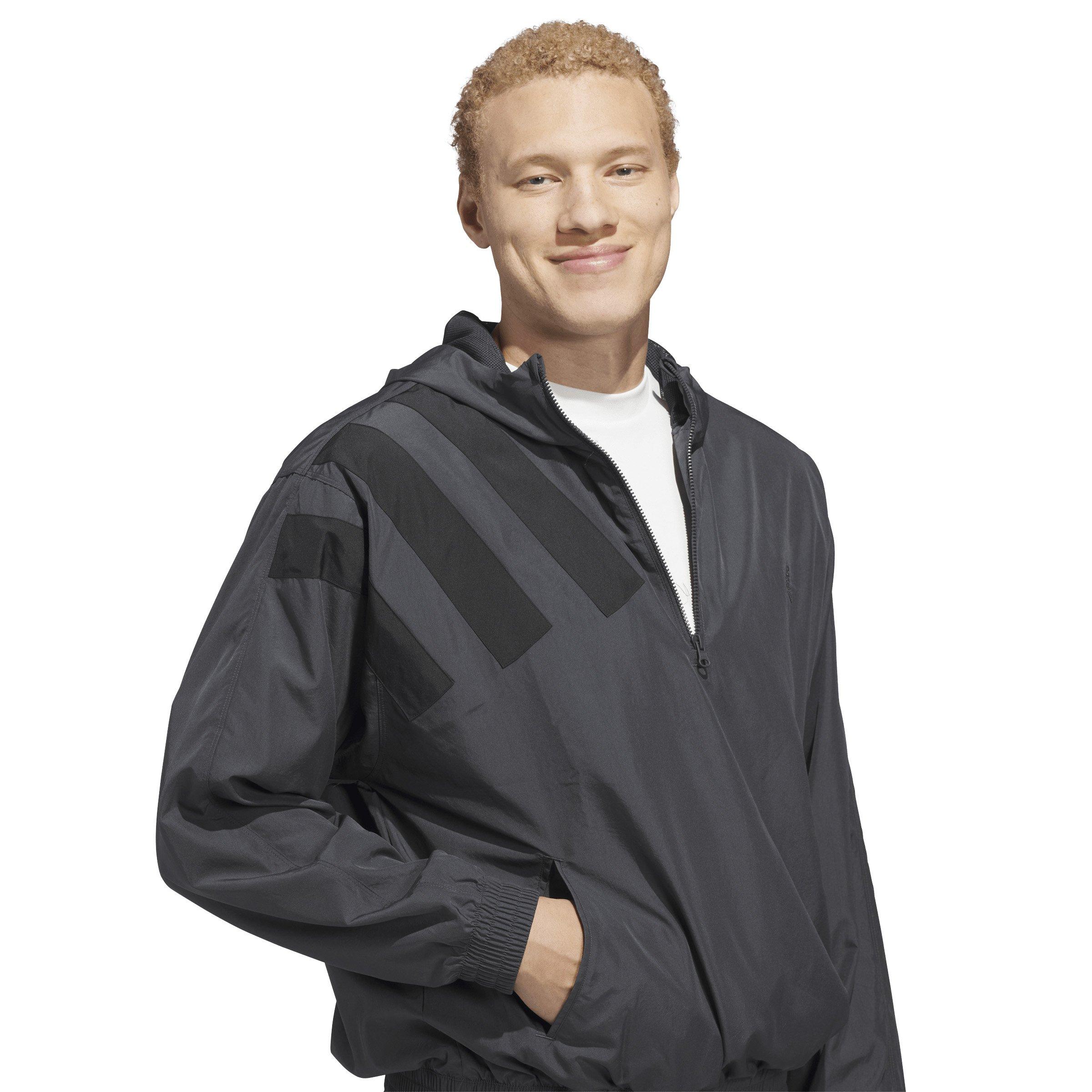 adidas Men's Anthony Edwards Basketball Anorak Pullover -Grey - GREY Thumbnail View 3