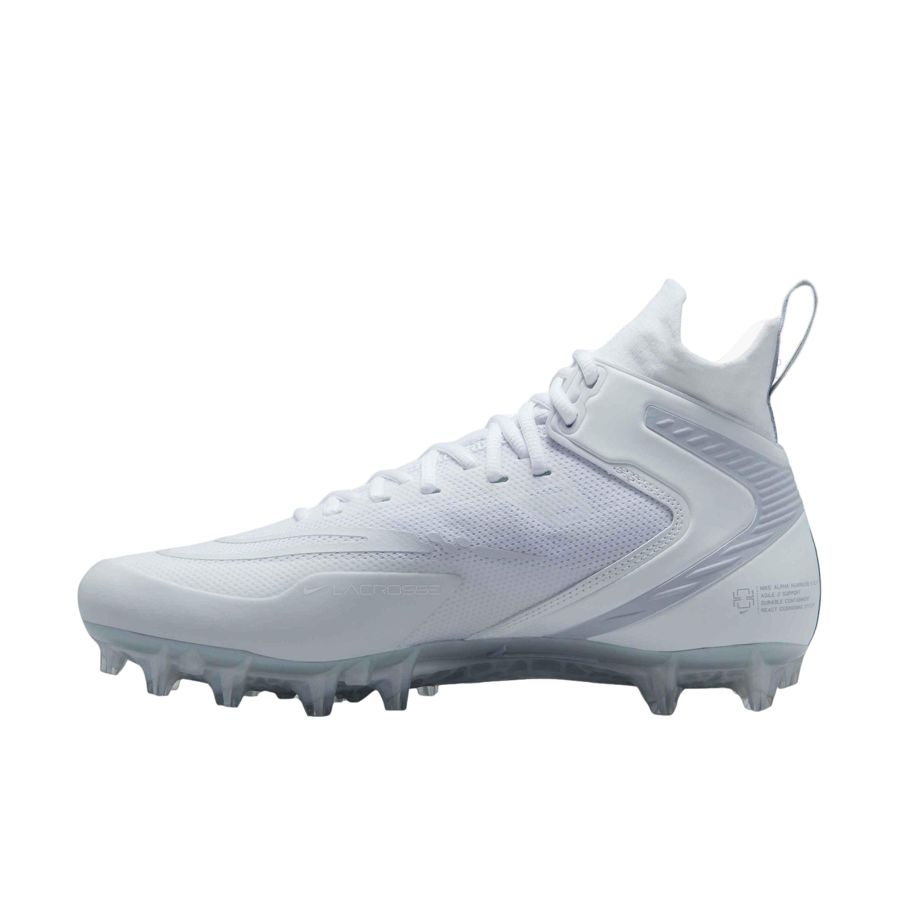 Nike Alpha Huarache 8 Elite White/Pink/Blue Lacrosse Cleats