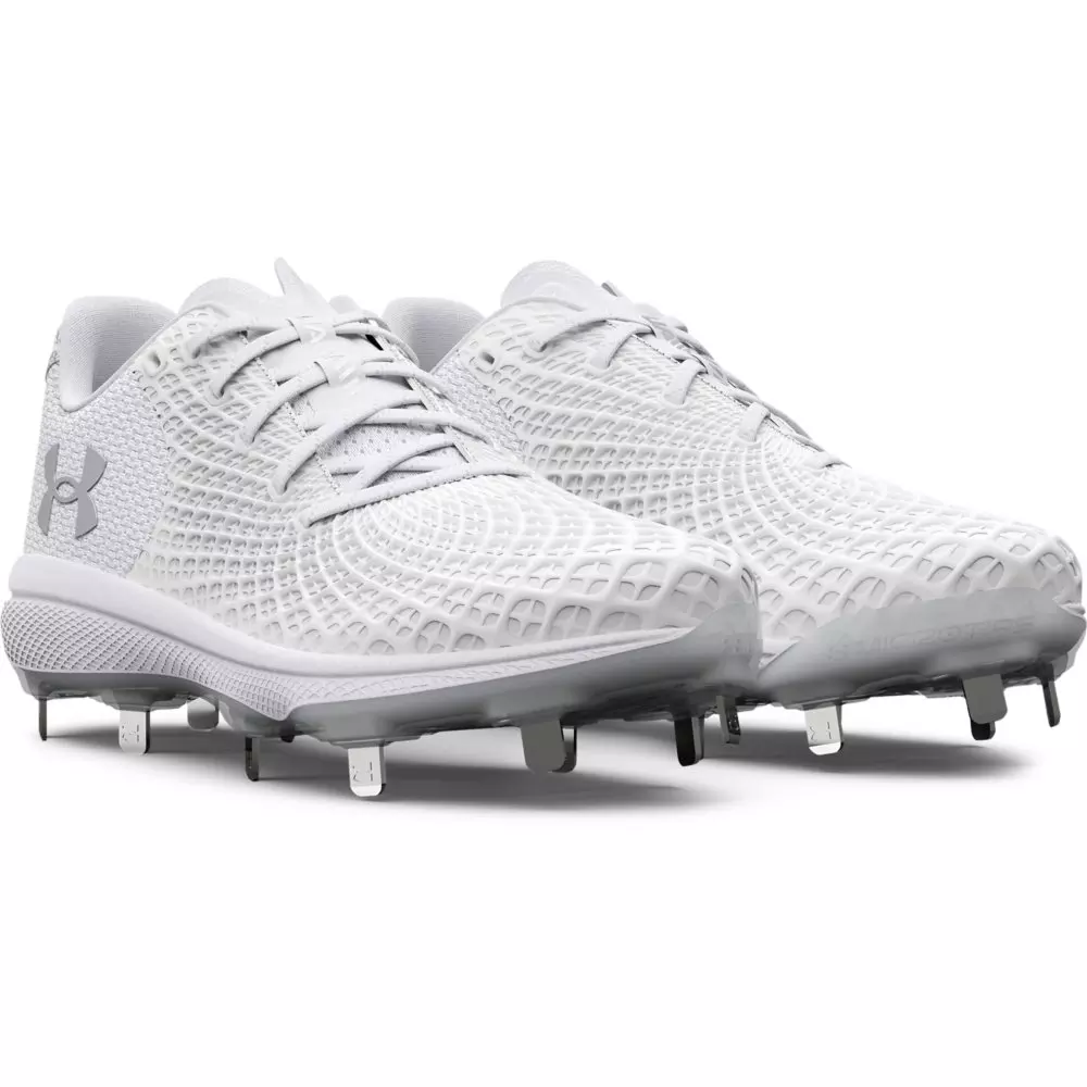 Under Armour Glyde 2 MT "White/Metallic Silver" Women's Softball Cleat - WHITE/SILVER