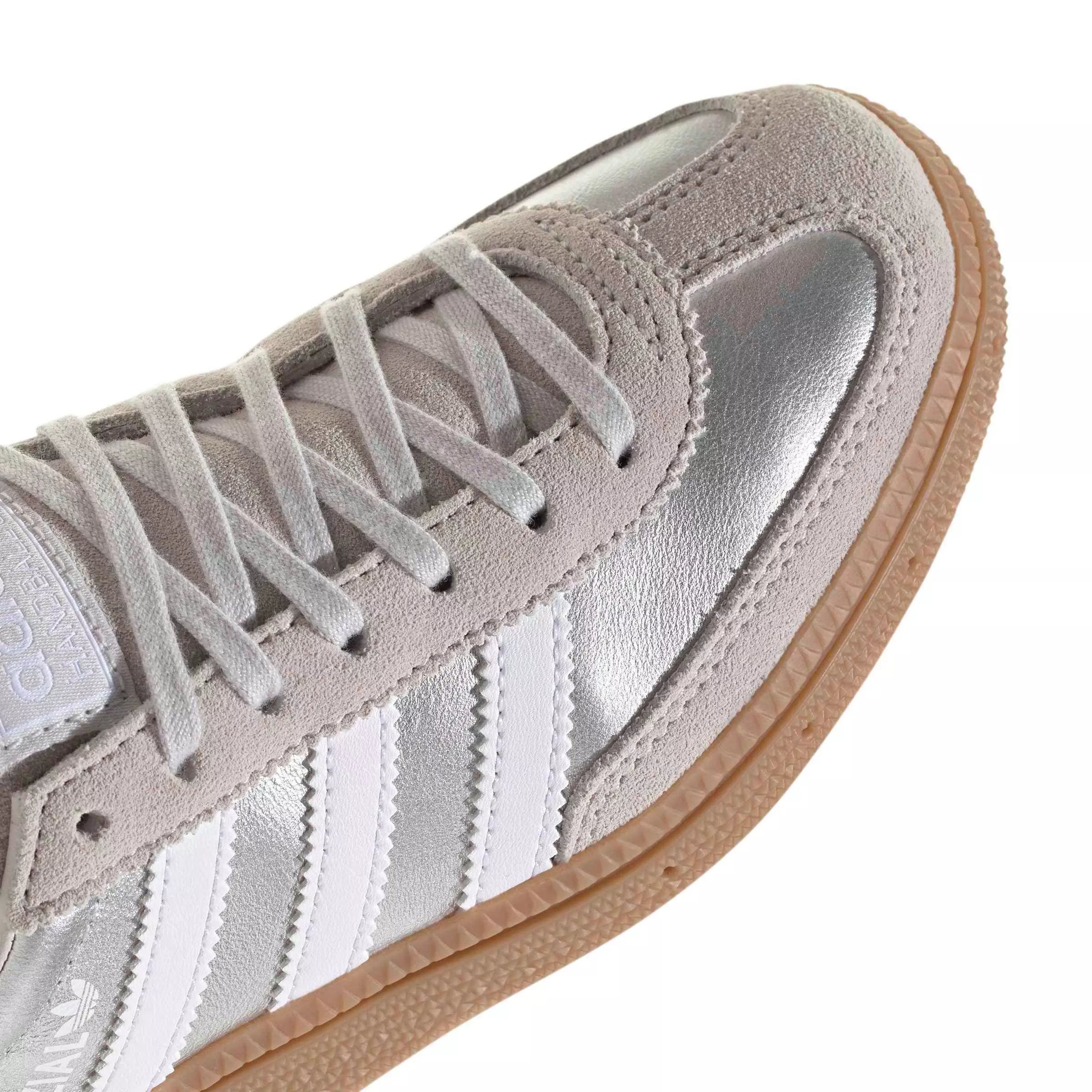 adidas Originals Handball Spezial "Silver Metallic/Ftwr White/Gum 4" Grade School Girls' Shoe - SILVER/WHITE/GUM