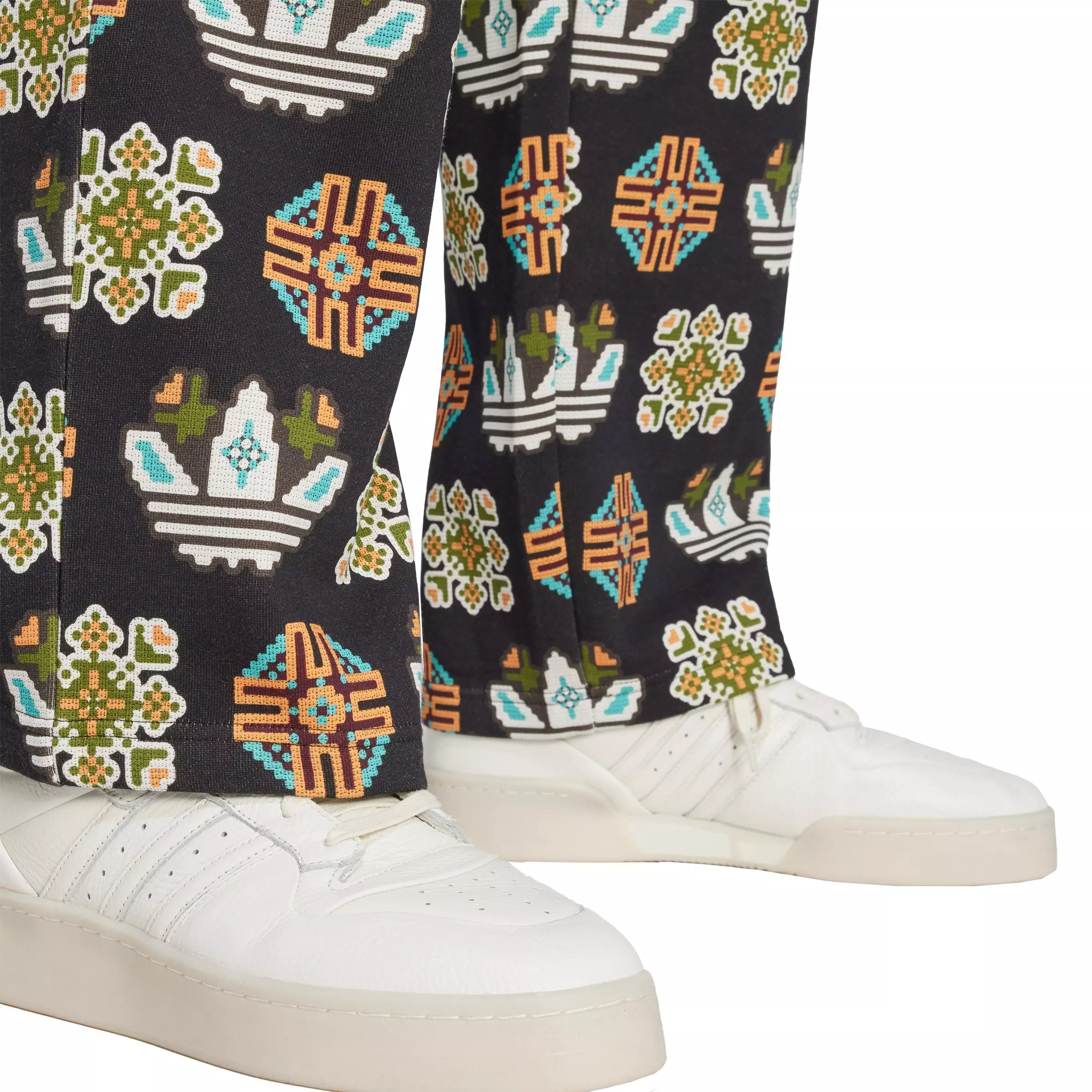 adidas Originals Men's Tile Allover Print Loose Sweatpants - Black - BLACK