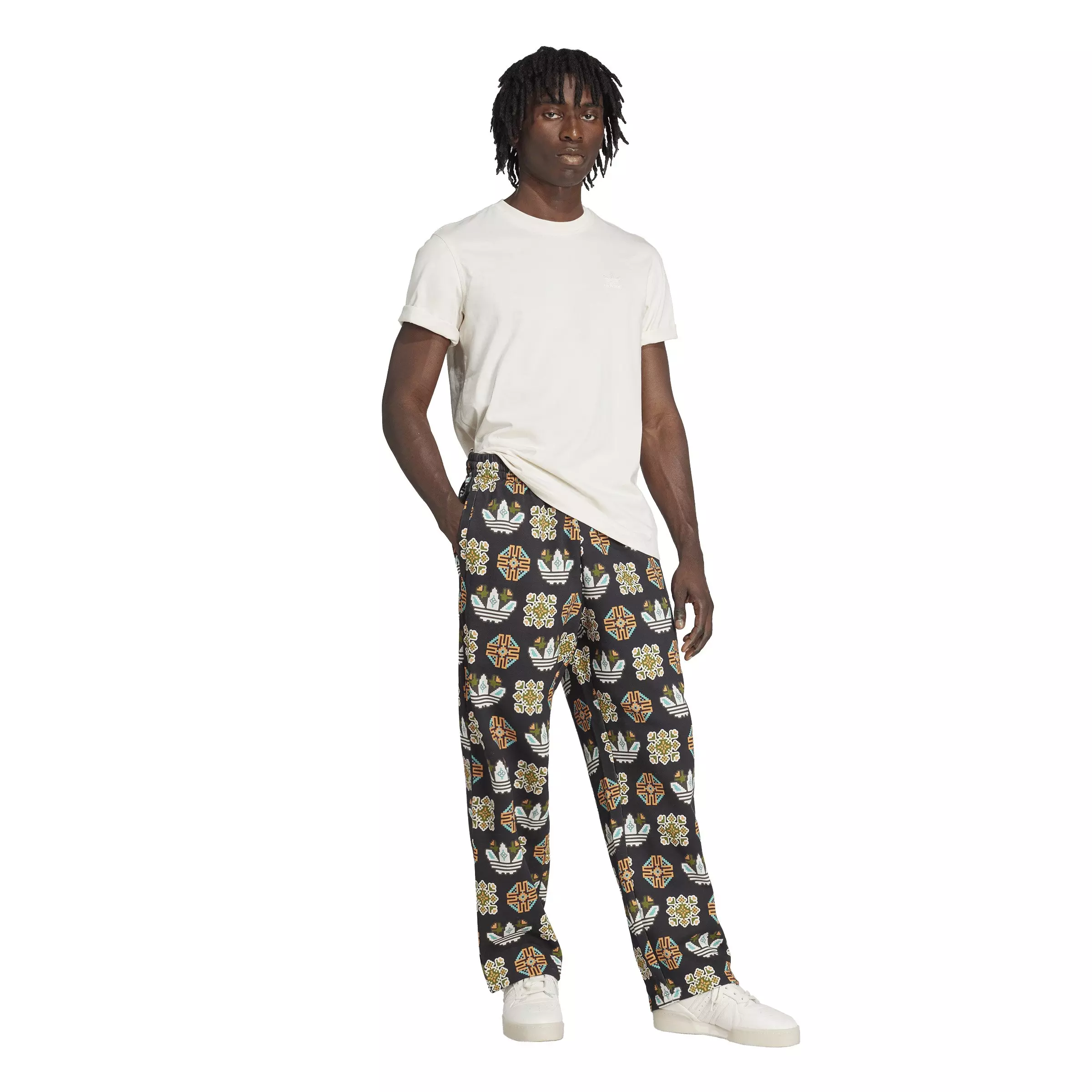 adidas Originals Men's Tile Allover Print Loose Sweatpants - Black - BLACK