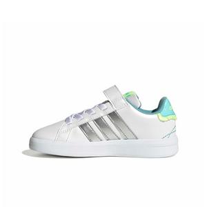adidas Grand Court 3.0 "Ftwr White/Silver Met./Flash Aqua" Preschool Girls' Shoe - WHITE/SILVER/AQUA