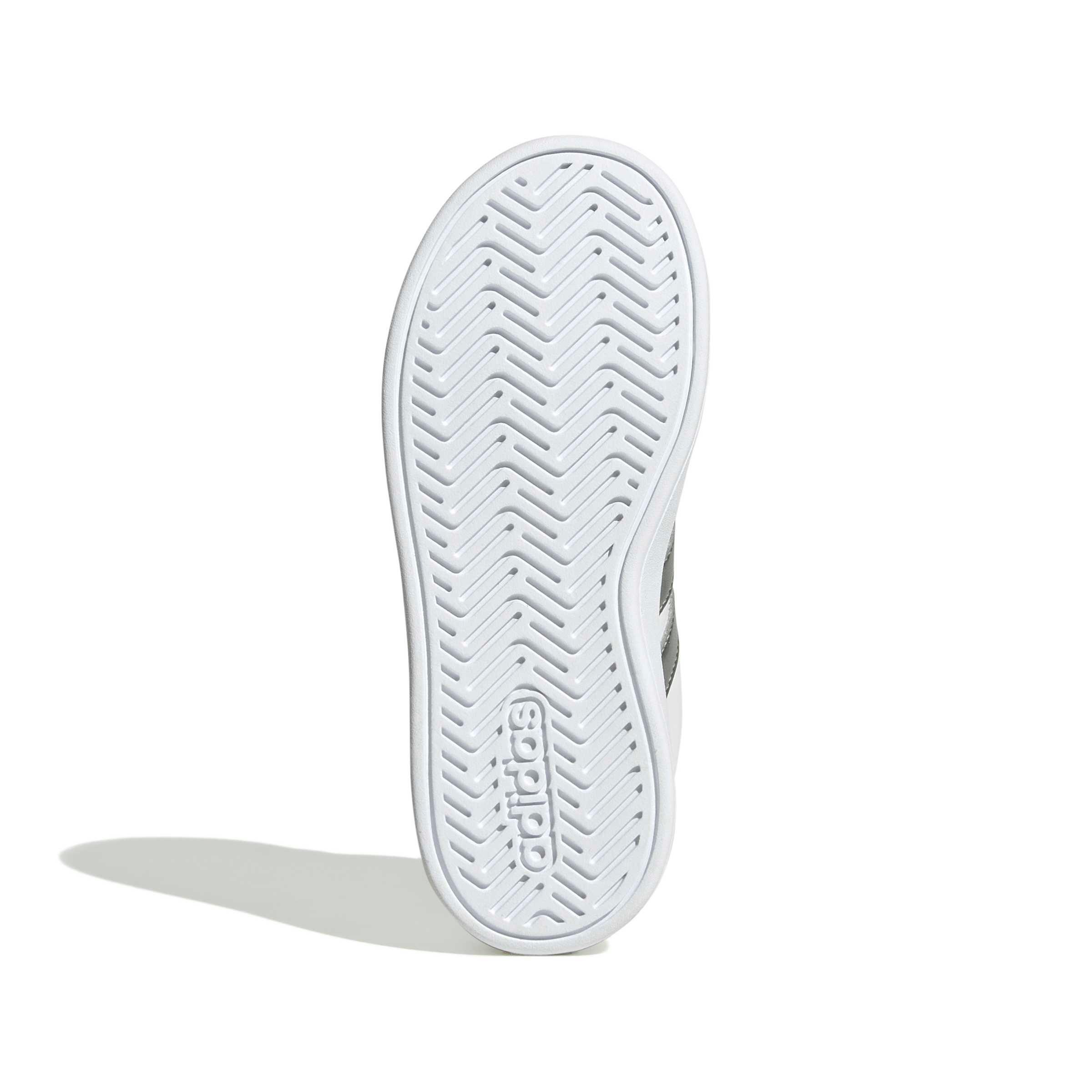 adidas Grand Court 3.0 "Ftwr White/Silver Met./Flash Aqua" Preschool Girls' Shoe - WHITE/SILVER/AQUA