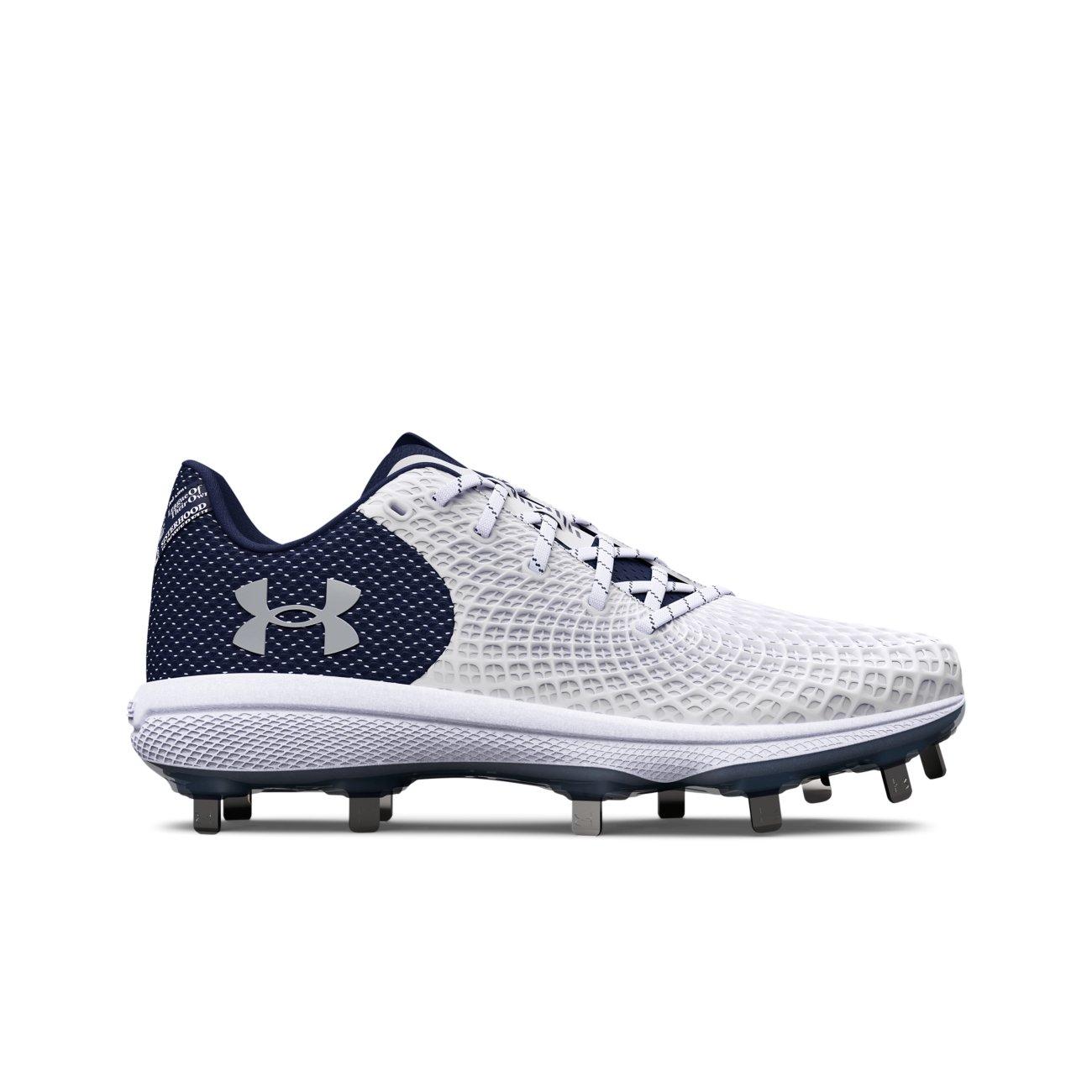 Under Armour Glyde 2 MT "White/Midnight Navy/Metallic Silver" Women's Softball Cleat - WHITE/NAVY/SILVER Thumbnail View 1