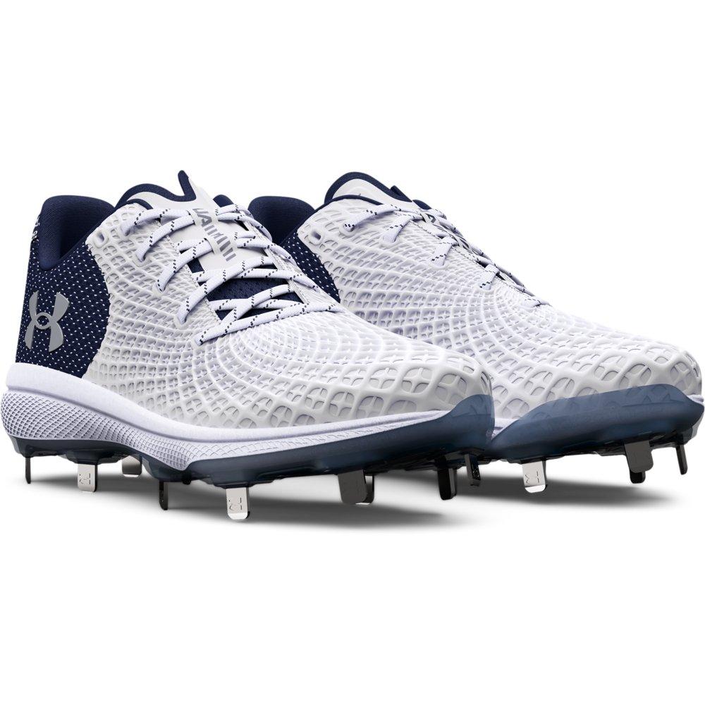 Under Armour Glyde 2 MT "White/Midnight Navy/Metallic Silver" Women's Softball Cleat - WHITE/NAVY/SILVER Thumbnail View 3