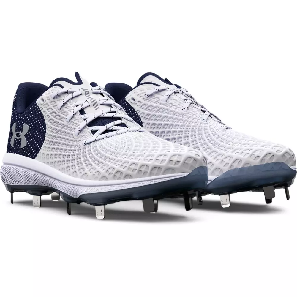 Under Armour Glyde 2 MT "White/Midnight Navy/Metallic Silver" Women's Softball Cleat - WHITE/NAVY/SILVER