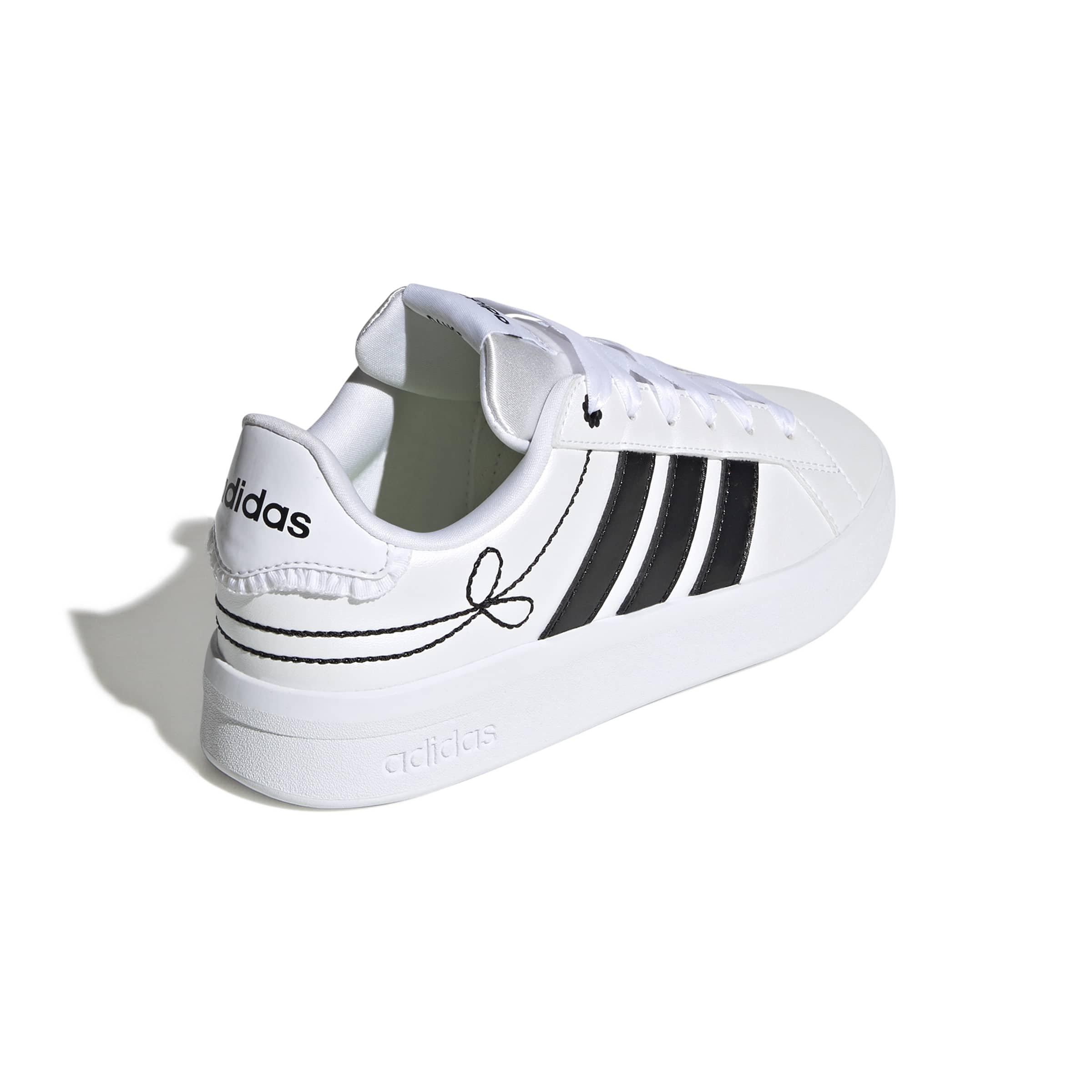 adidas Grand Court 3.0 "Ftwr White/Core Black/Hi-Res Yellow" Grade School Boys' Shoe - WHITE/BLACK/YELLOW