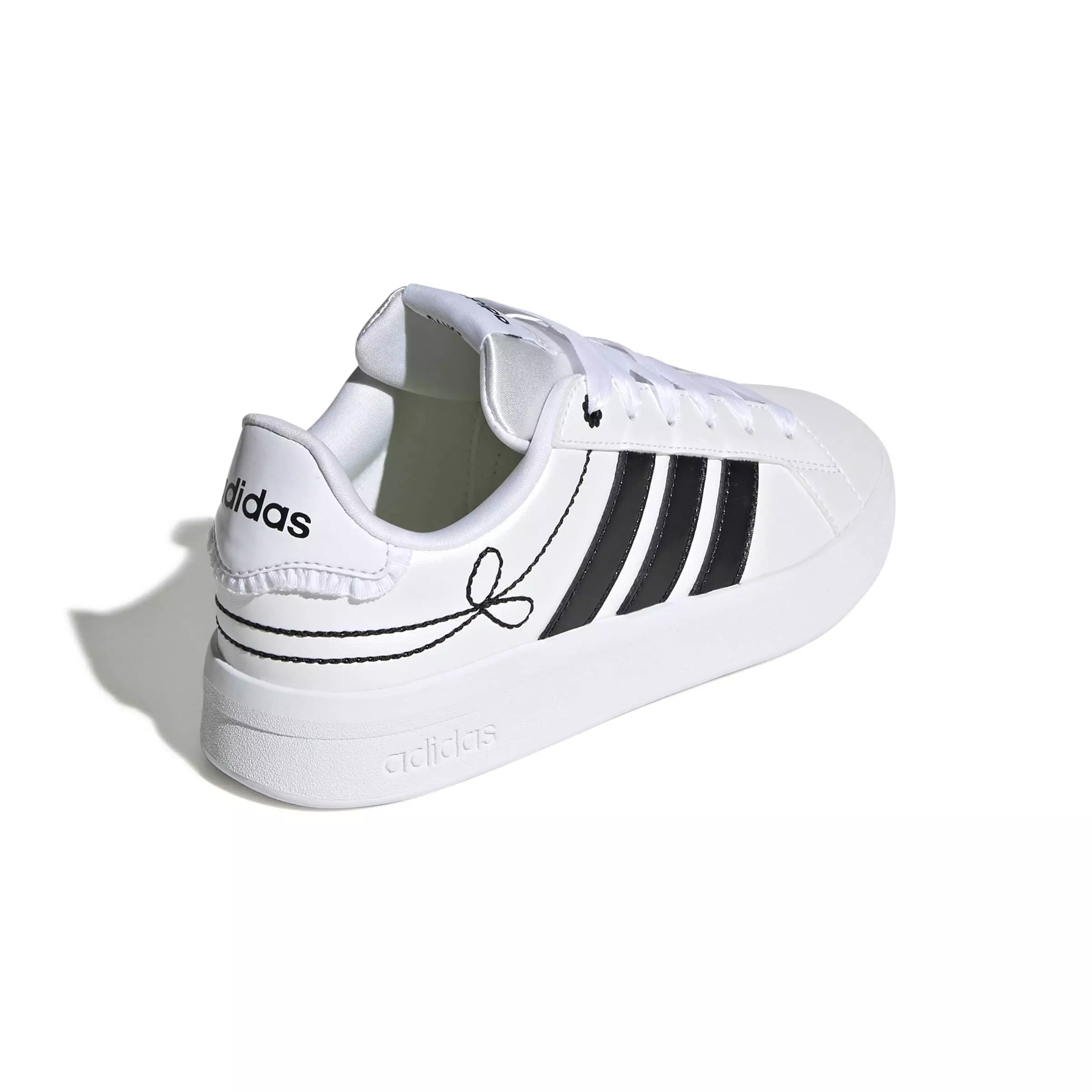 adidas Grand Court 3.0 "Ftwr White/Core Black/Hi-Res Yellow" Grade School Boys' Shoe - WHITE/BLACK/YELLOW