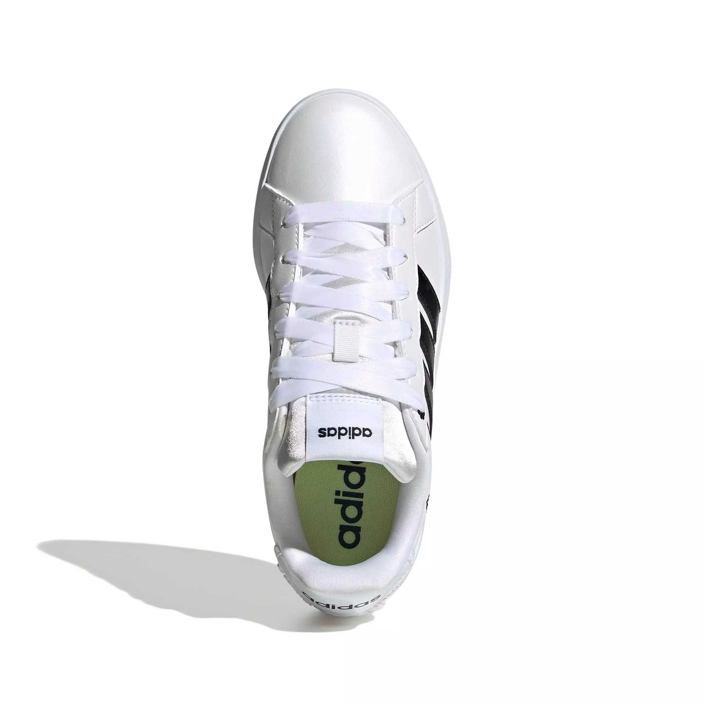 adidas Grand Court 3.0 "Ftwr White/Core Black/Hi-Res Yellow" Grade School Boys' Shoe - WHITE/BLACK/YELLOW