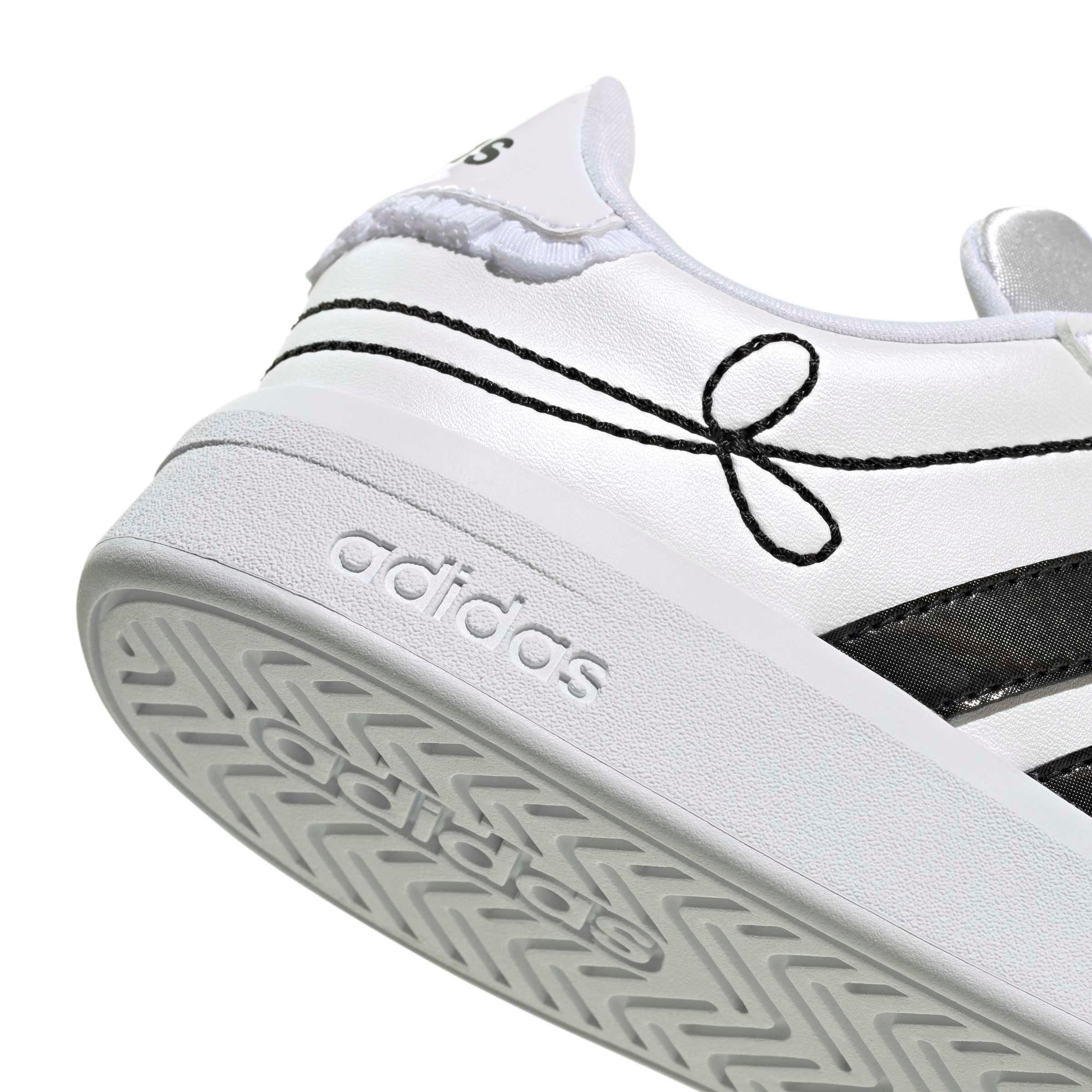 adidas Grand Court 3.0 "Ftwr White/Core Black/Hi-Res Yellow" Grade School Boys' Shoe - WHITE/BLACK/YELLOW
