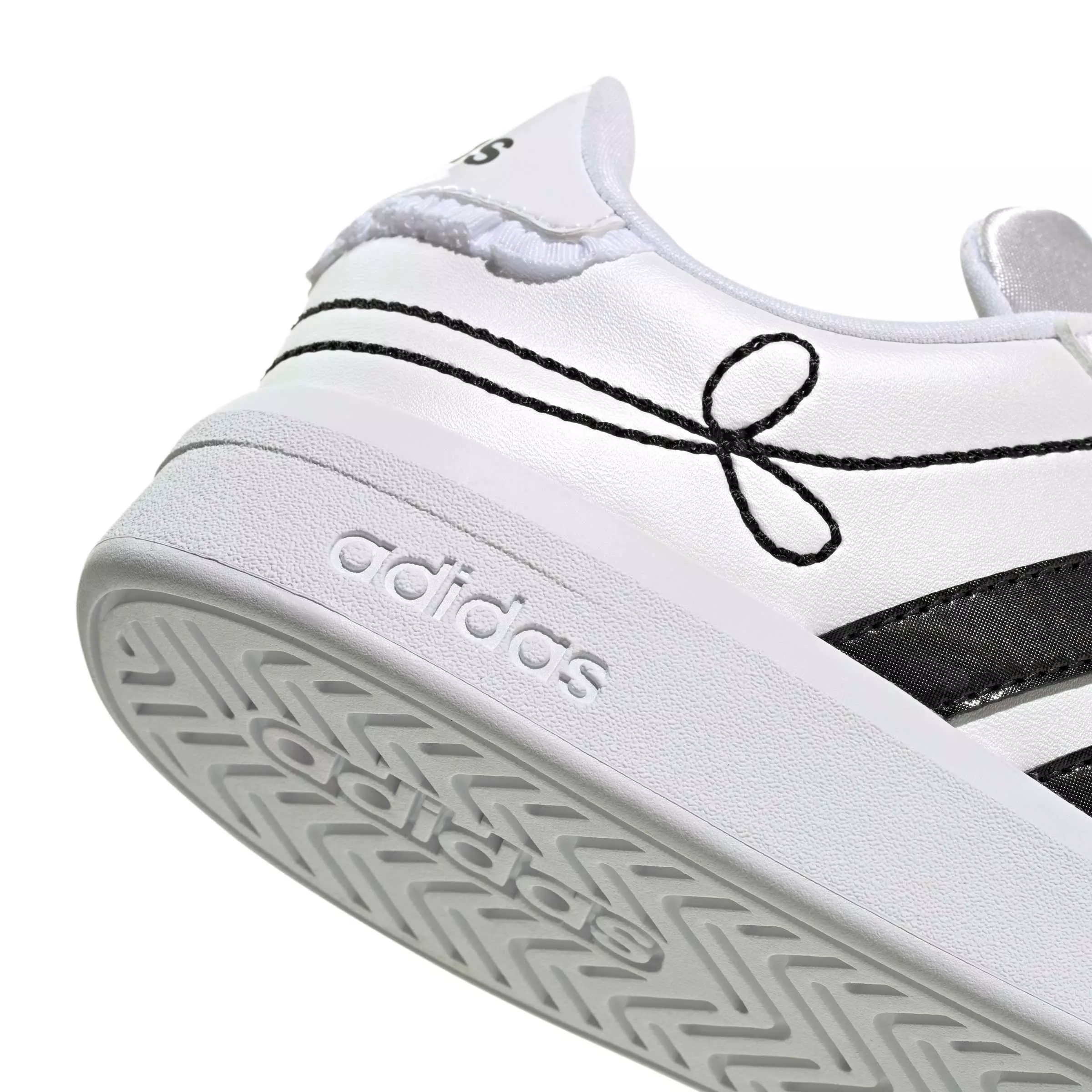 adidas Grand Court 3.0 "Ftwr White/Core Black/Hi-Res Yellow" Grade School Boys' Shoe - WHITE/BLACK/YELLOW