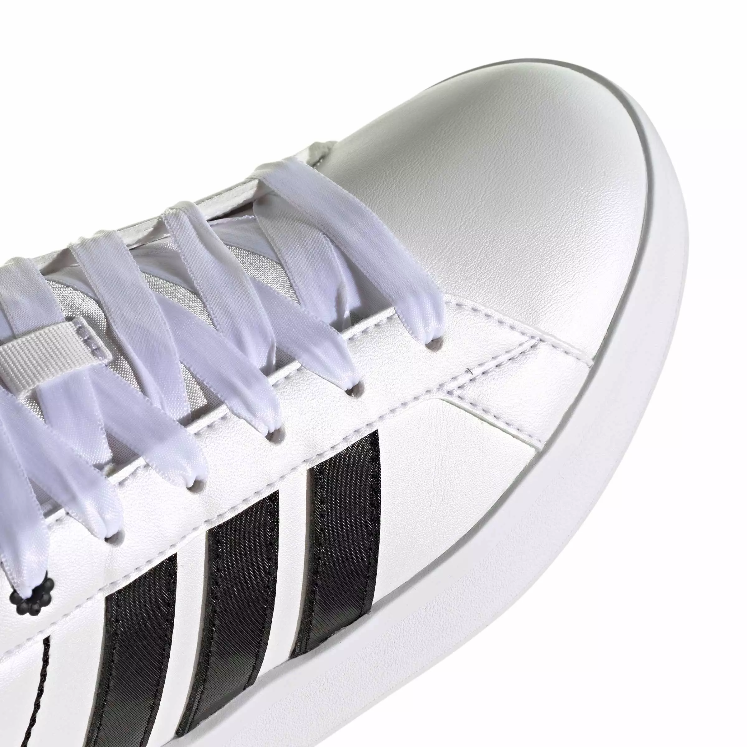 adidas Grand Court 3.0 "Ftwr White/Core Black/Hi-Res Yellow" Grade School Boys' Shoe - WHITE/BLACK/YELLOW