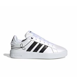 adidas Grand Court 3.0 "Ftwr White/Core Black/Hi-Res Yellow" Grade School Boys' Shoe - WHITE/BLACK/YELLOW