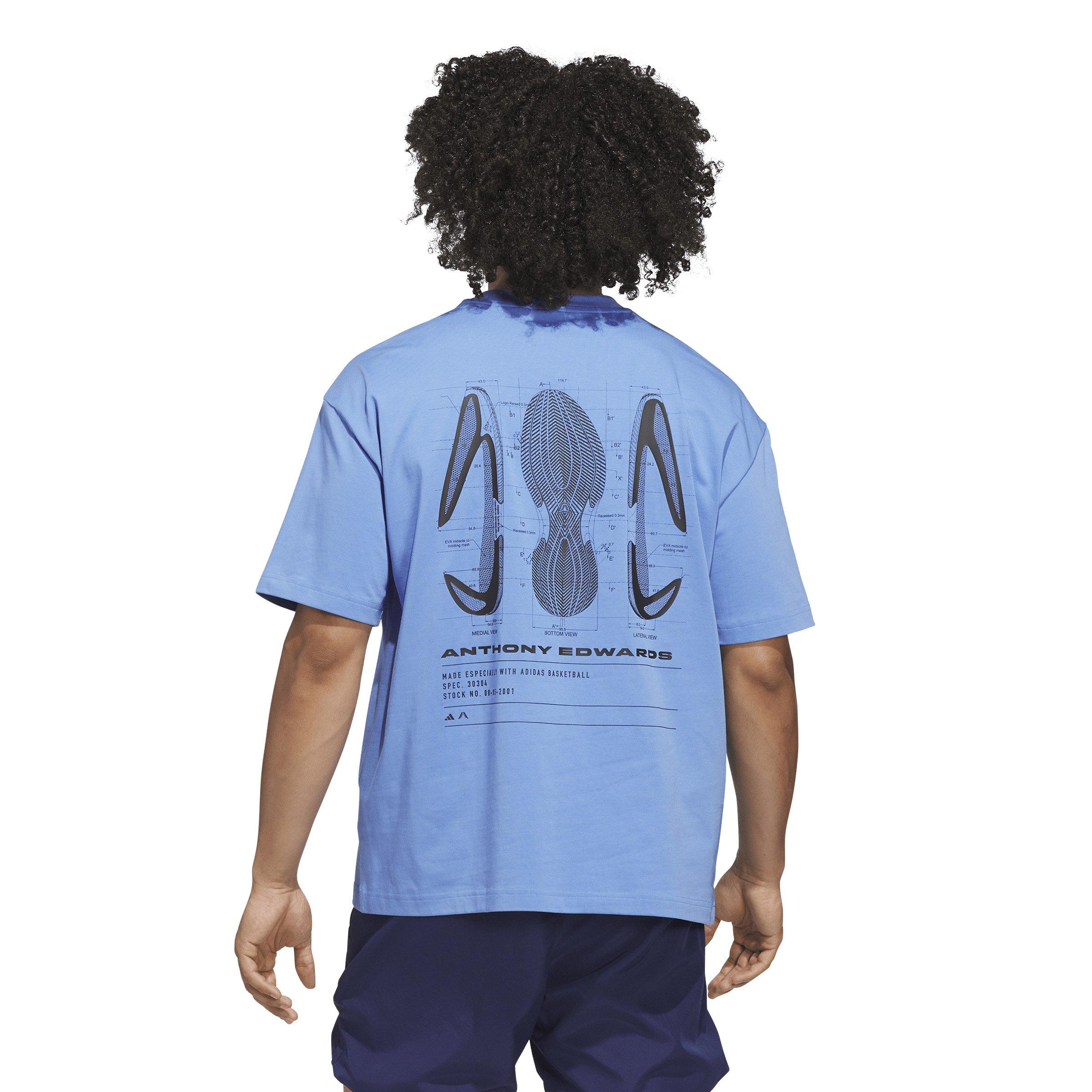 adidas Men's Anthony Edwards GFX Schematic Tee - Blue - BLUE Thumbnail View 2
