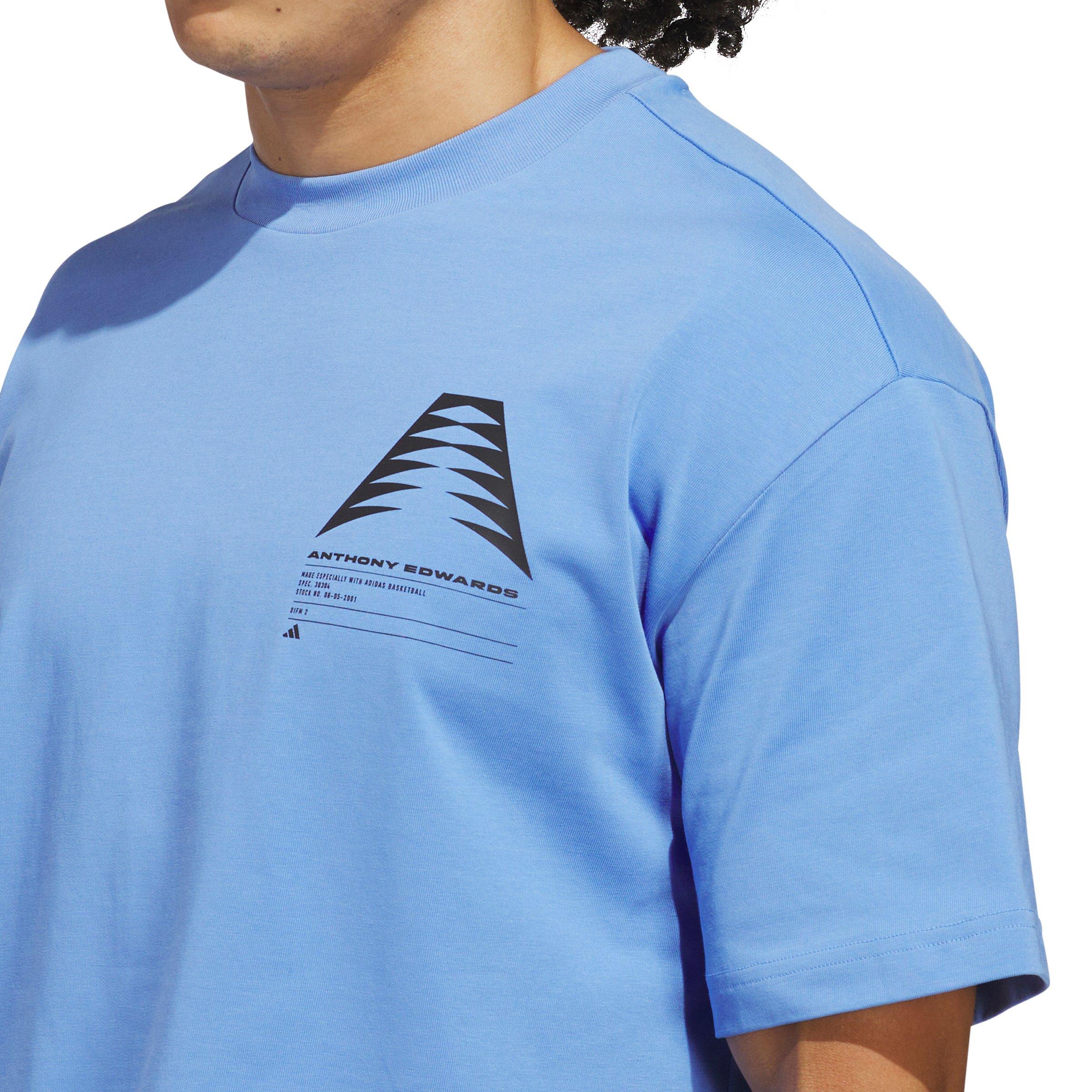 adidas Men's Anthony Edwards GFX Schematic Tee - Blue - BLUE Thumbnail View 3
