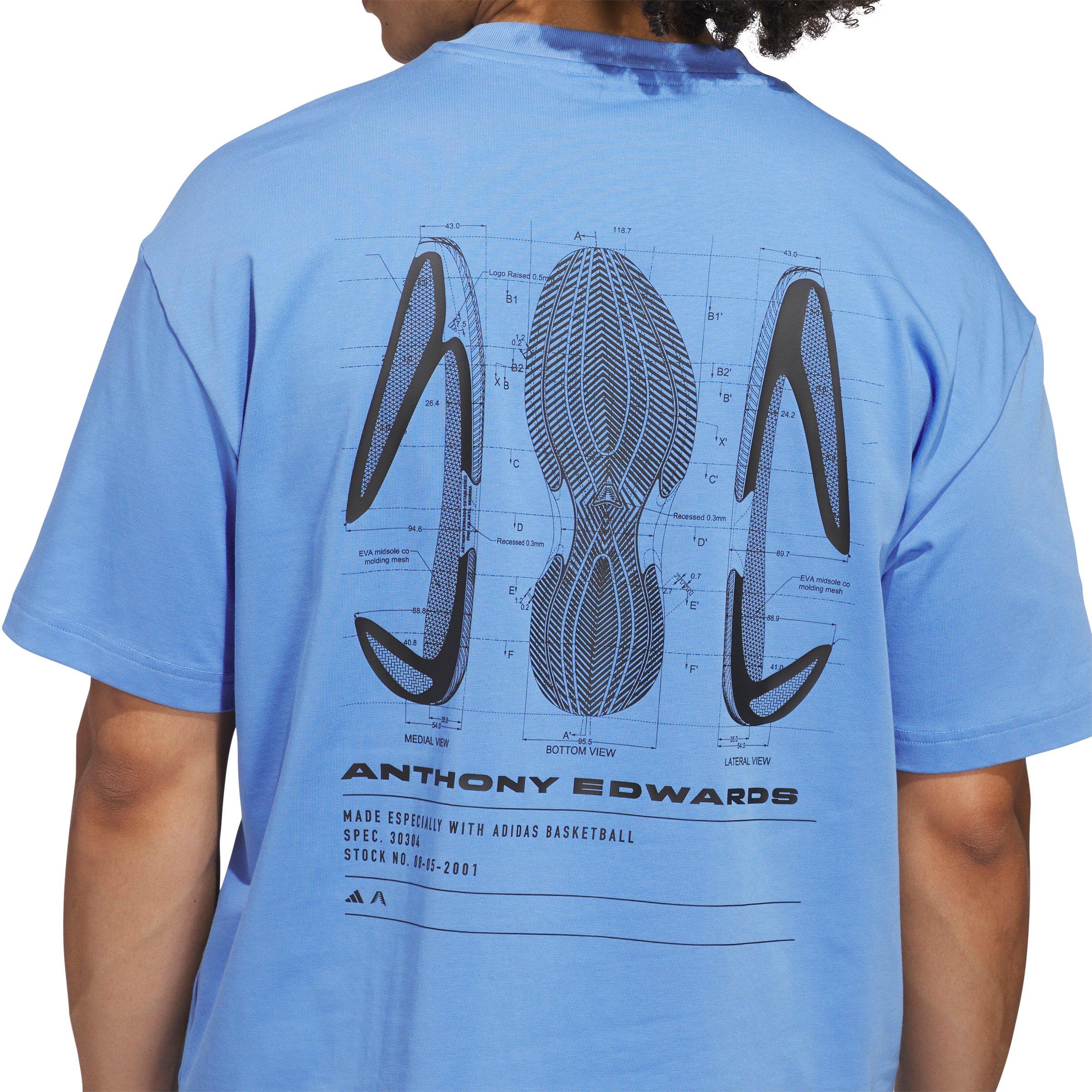 adidas Men's Anthony Edwards GFX Schematic Tee - Blue - BLUE Thumbnail View 4