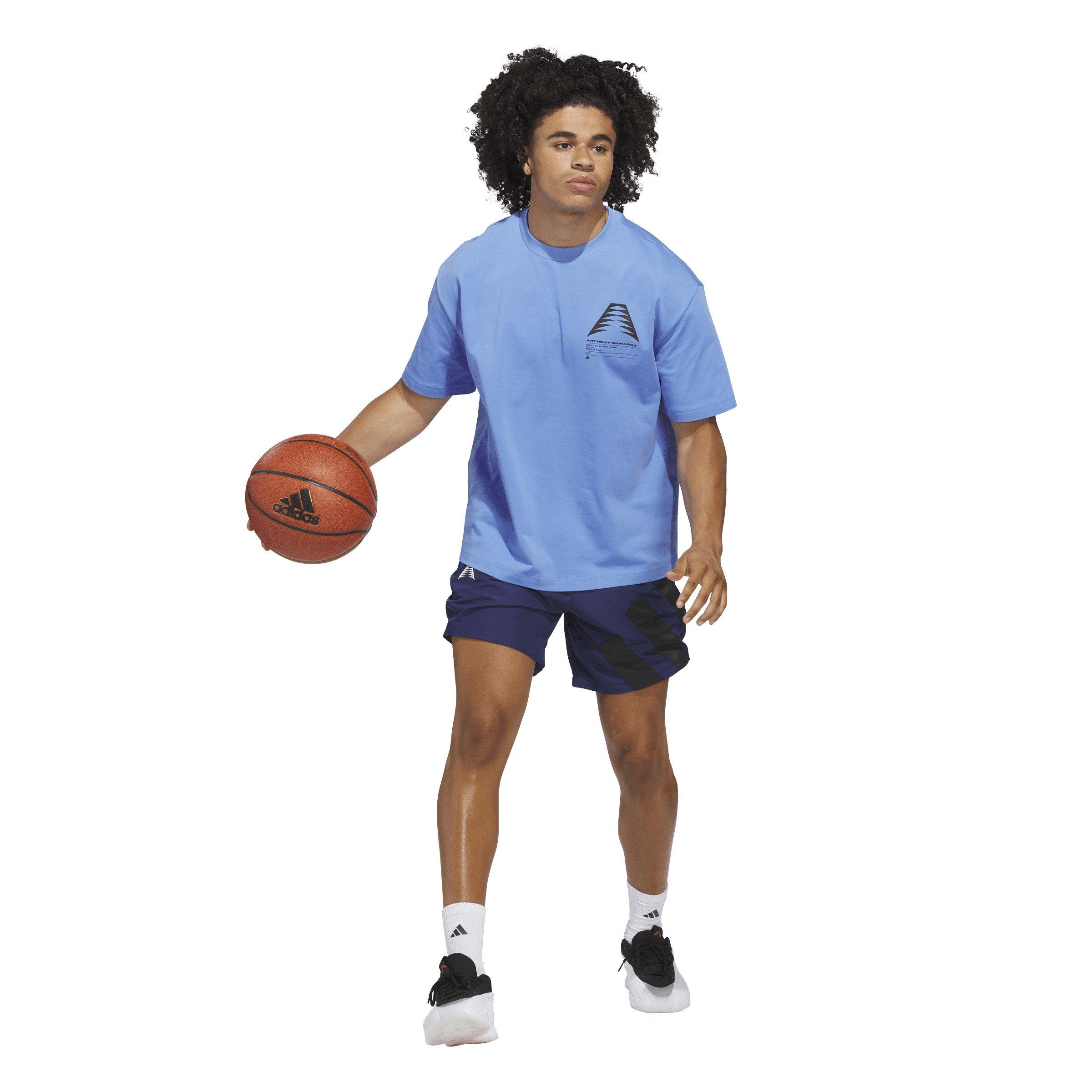 adidas Men's Anthony Edwards GFX Schematic Tee - Blue - BLUE Thumbnail View 5