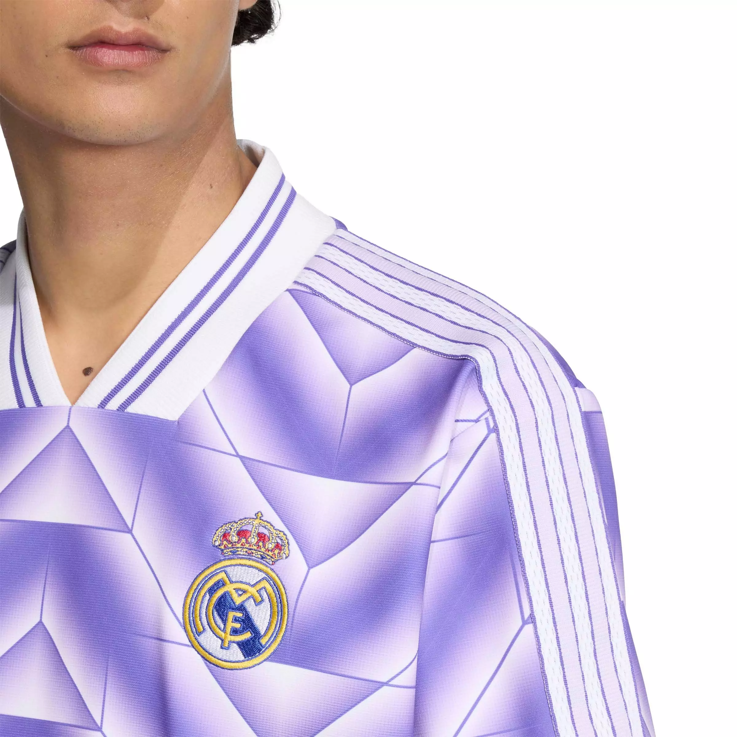 adidas Originals Men's Real Madrid LFSTLR Jersey - Purple/White - PURPLE/WHITE