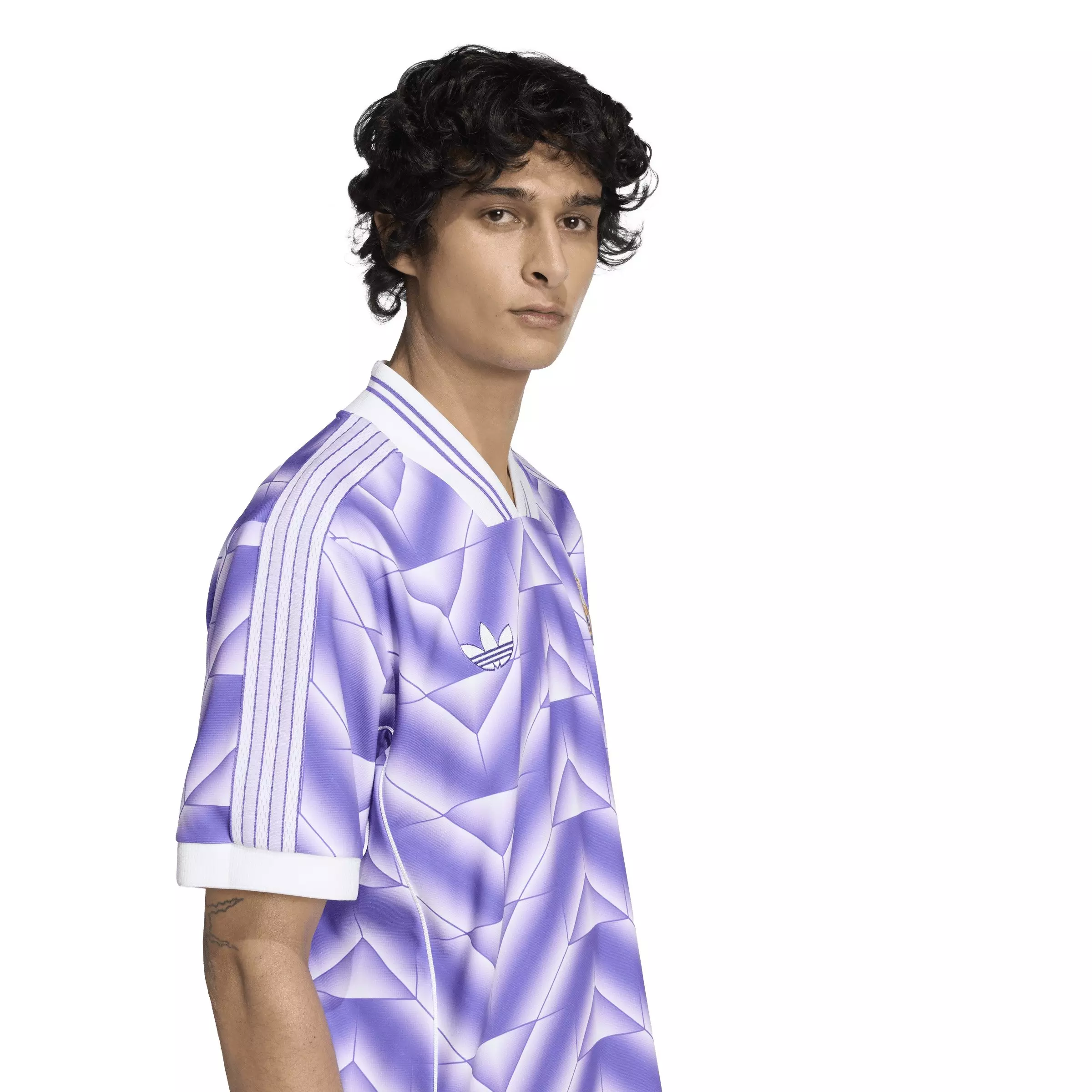 adidas Originals Men' Real Madrid LFSTLR Jersey -Purple/White - PURPLE/WHITE