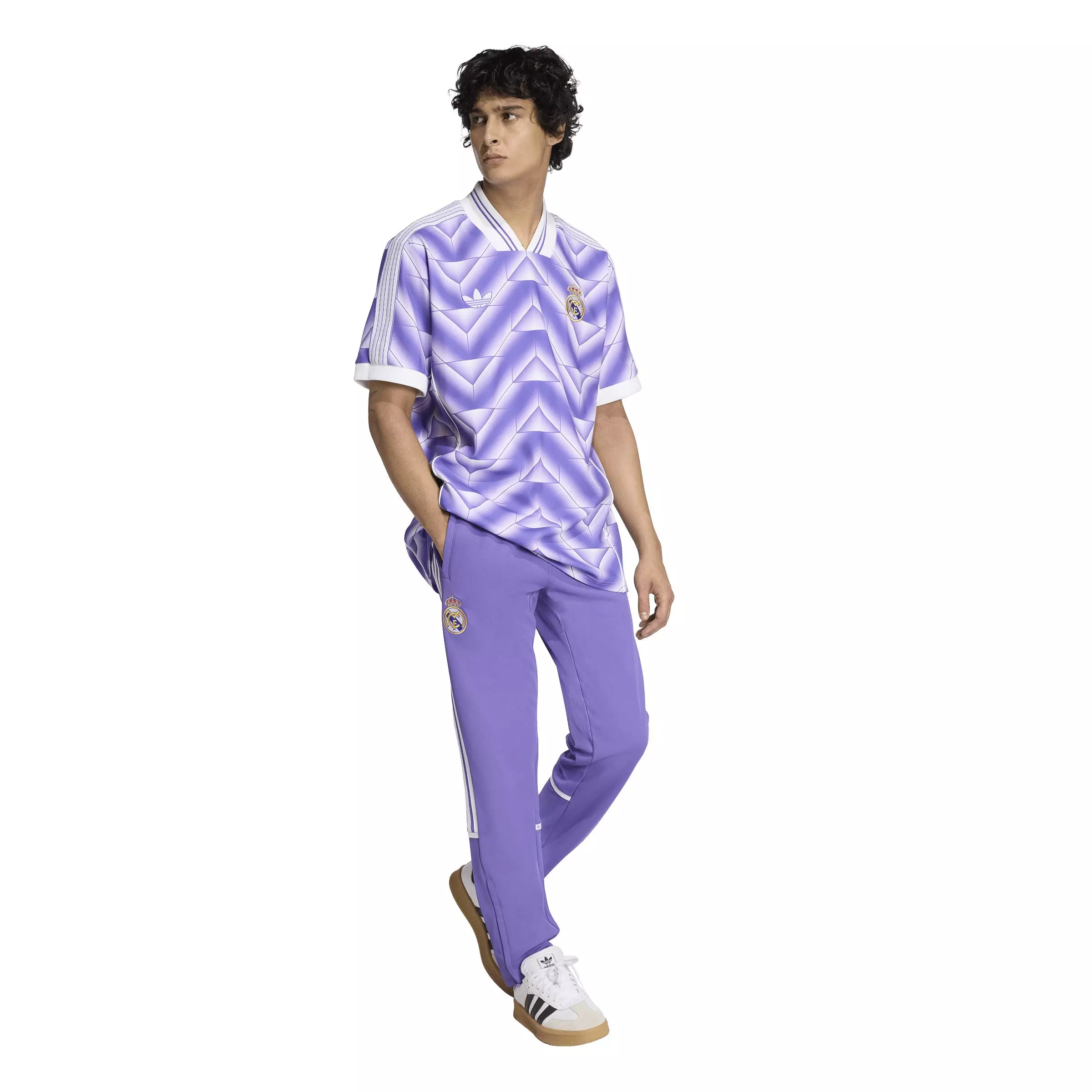 adidas Originals Men's Real Madrid LFSTLR Jersey - Purple/White - PURPLE/WHITE