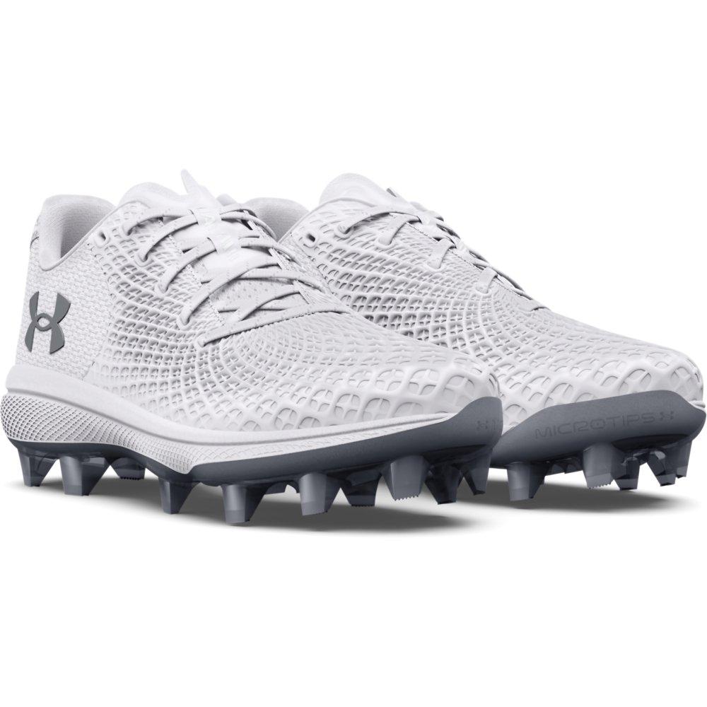 Under Armour Glyde 2 MT TPU "White/Metallic Silver" Women's Softball Cleat - WHITE/SILVER Thumbnail View 4