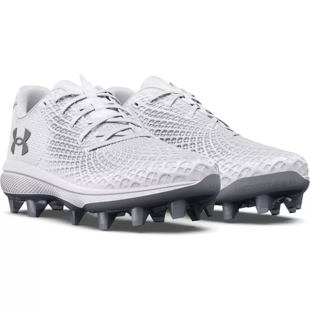 Under Armour Glyde 2 MT TPU "White/Metallic Silver" Women's Softball Cleat - WHITE/SILVER