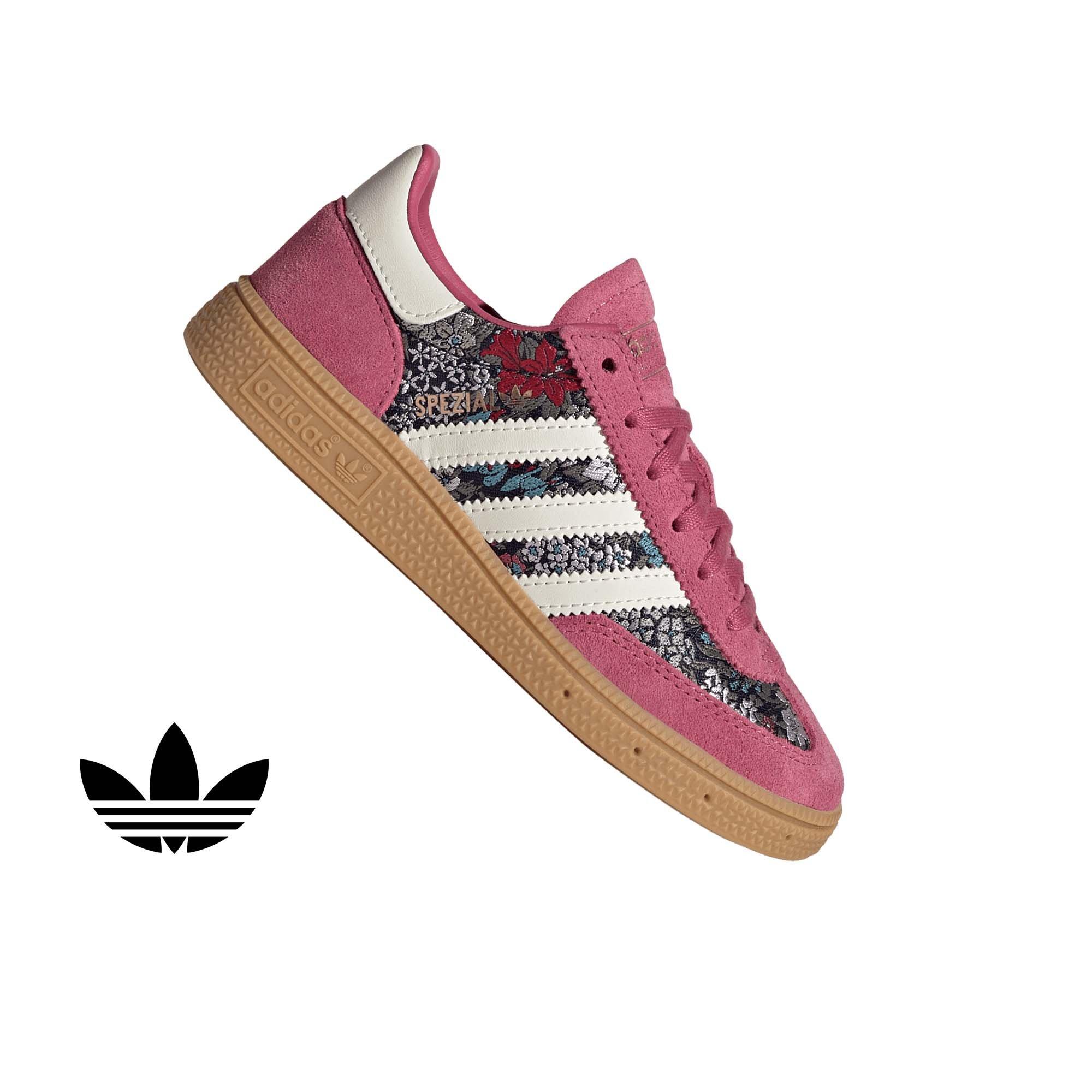 adidas Originals Liberty London Handball Spezial Lace "Red/Cream White/Gum 3" Preschool Girls' Shoe - RED/CREAM/GUM