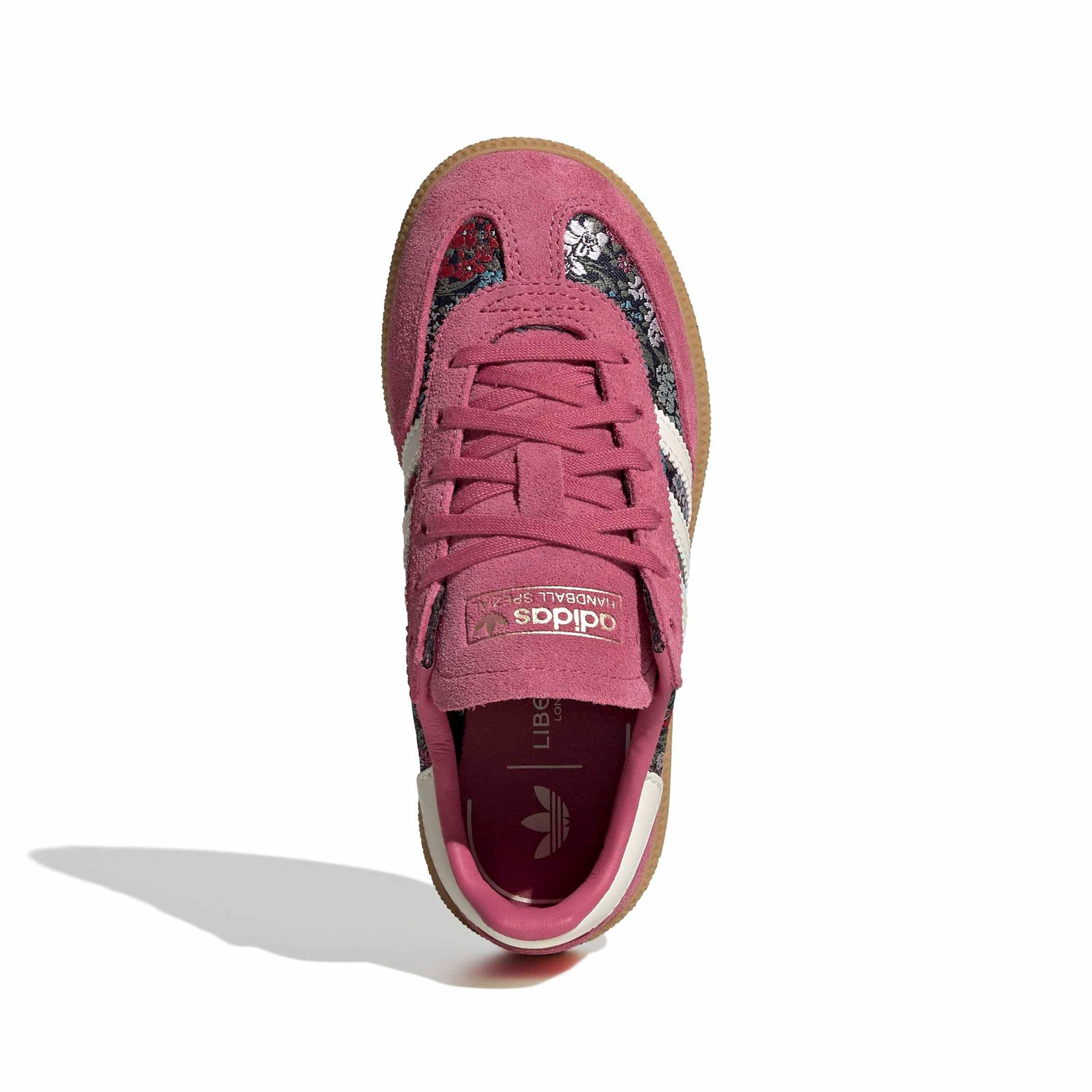 adidas Originals Liberty London Handball Spezial Lace "Red/Cream White/Gum 3" Preschool Girls' Shoe - RED/CREAM/GUM
