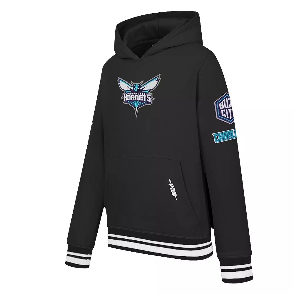 Pro Standard Little Boys​' NBA Charlotte Hornets Classic Rib Fleece PO Hoodie -Black - BLACK