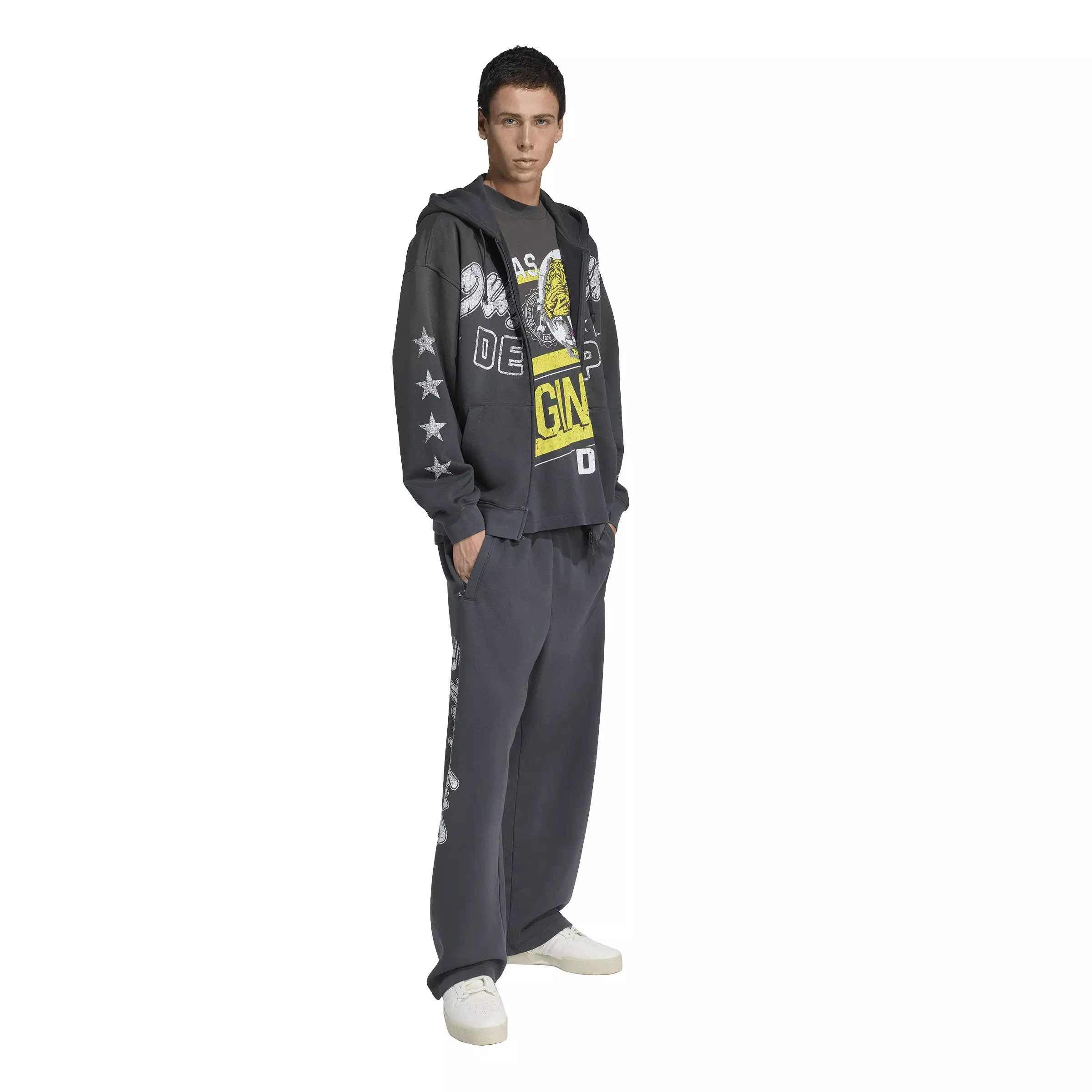 adidas Originals Men's Originals Dept. Graphic Fleece Pant - Grey - GREY