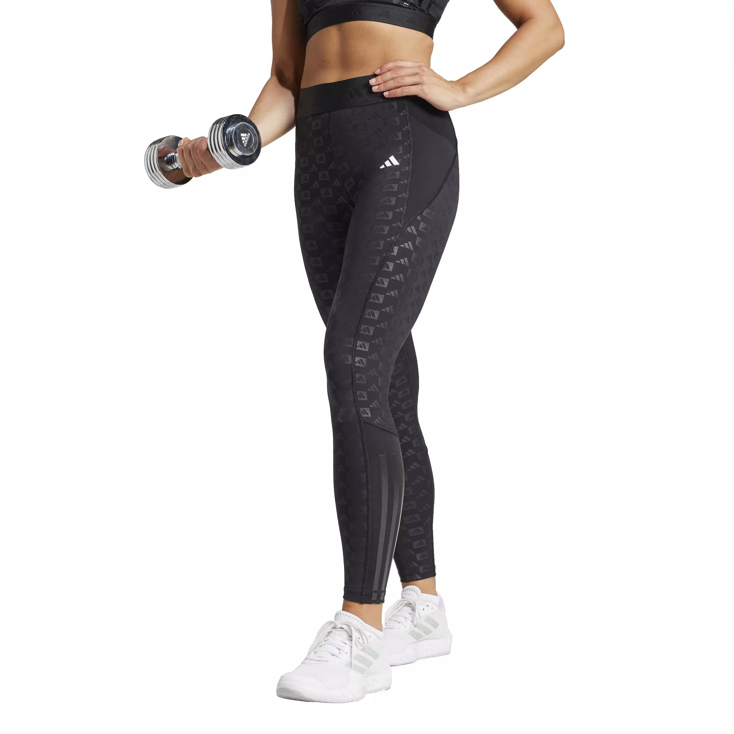 adidas Women's Hyperglam Full-Length Emboss Leggings-Black - BLACK