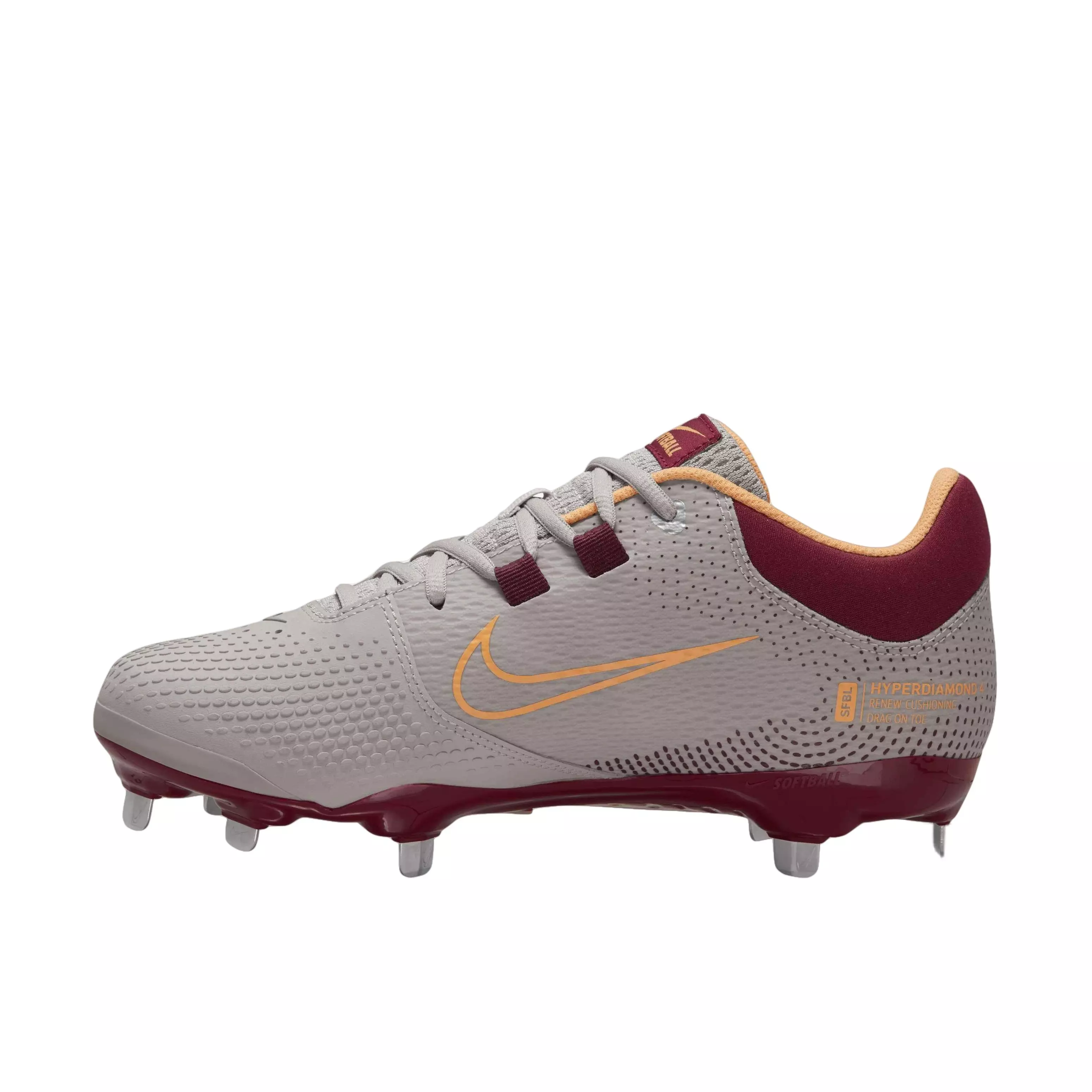 Nike Hyperdiamond 4 Pro "Light Iron Ore/Peach Cream/Bright Spruce" Women's Softball Cleat - LT IRON/PEACH/SPRUCE