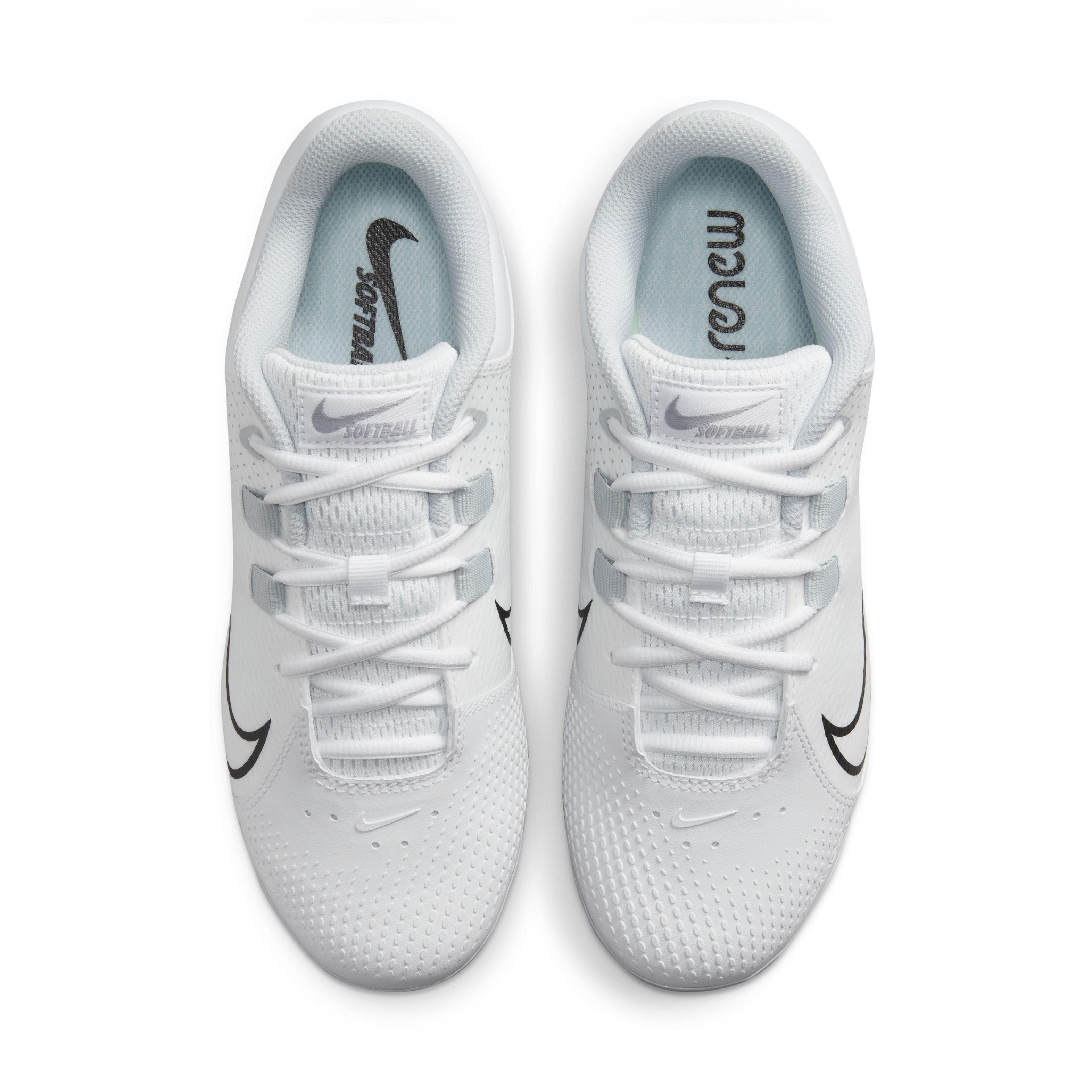 Nike Hyperdiamond 4 Pro "White/Black/Pure Platinum/Wolf Grey" Women's Softball Cleat - WHITE/BLACK/PLATINUM/GREY Thumbnail View 4