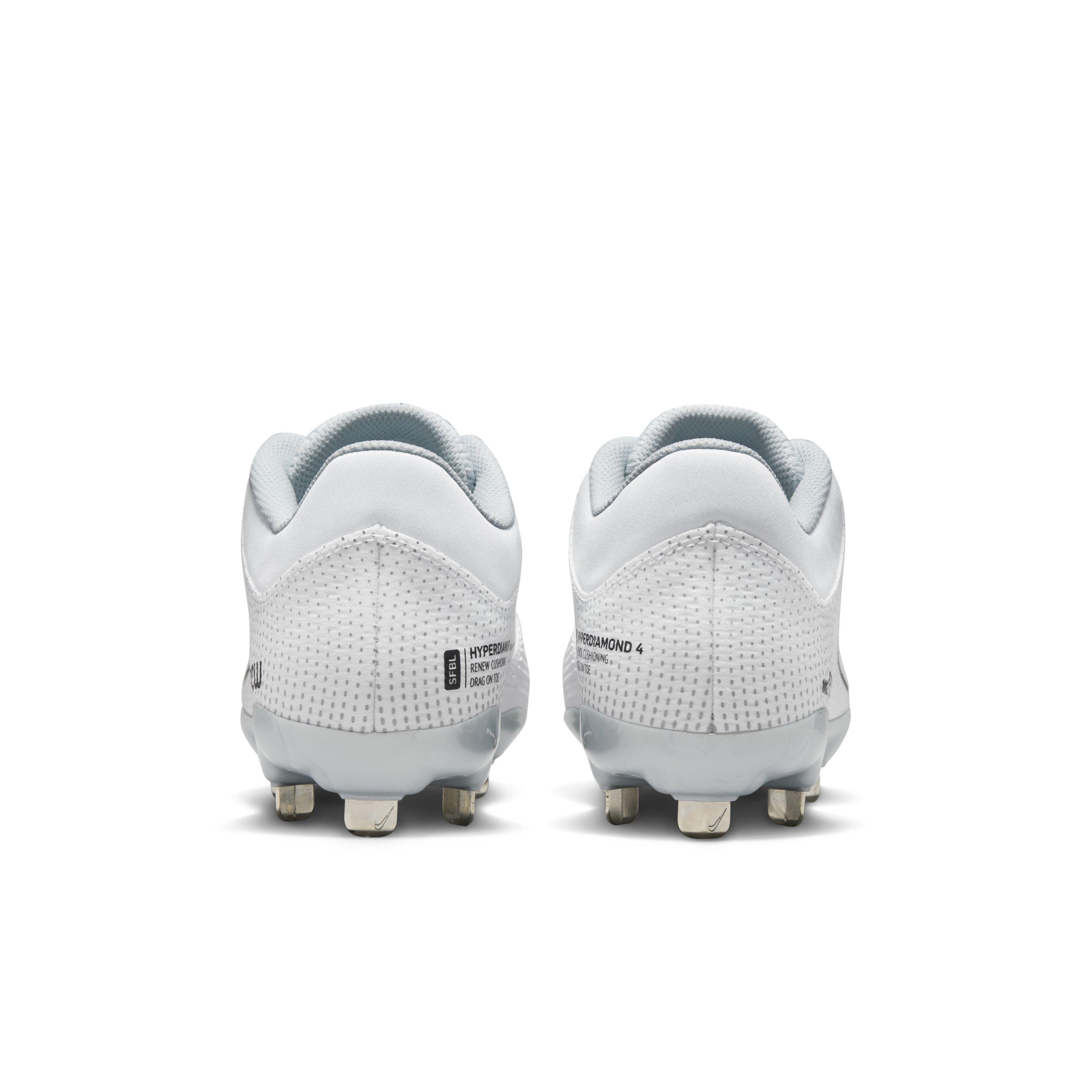 Nike Hyperdiamond 4 Pro "White/Black/Pure Platinum/Wolf Grey" Women's Softball Cleat - WHITE/BLACK/PLATINUM/GREY Thumbnail View 5