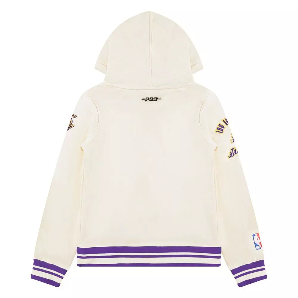 Pro Standard Little Boys' NBA Los Angeles Lakers Rib Fleece Pull Over Hoodie - White/Purple - WHITE/PURPLE