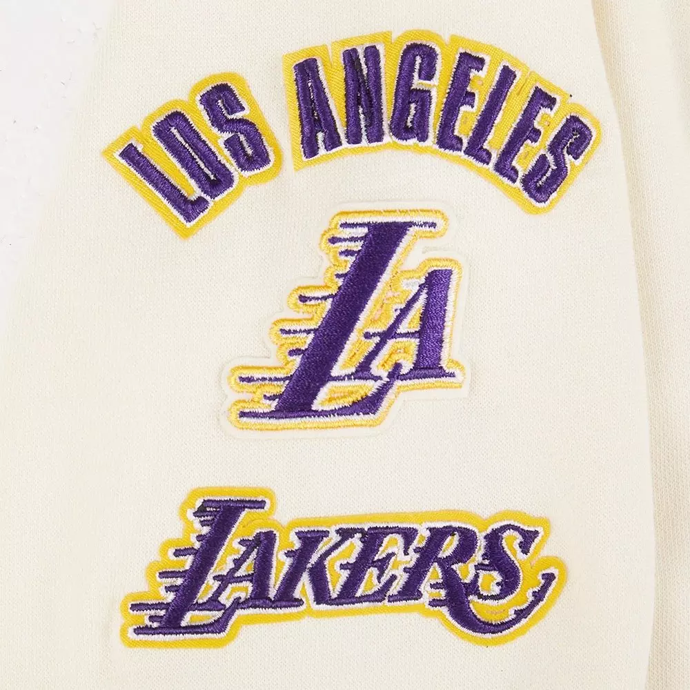 Pro Standard Little Boys' NBA Los Angeles Lakers Rib Fleece Pull Over Hoodie - White/Purple - WHITE/PURPLE
