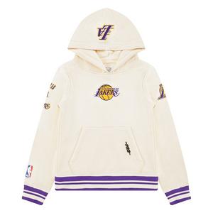 Pro Standard Little Boys' NBA Los Angeles Lakers Rib Fleece PO Hoodie -White/Purple