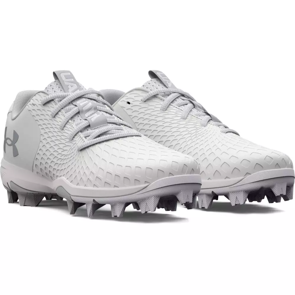 Under Armour Glyde 2 RM Jr. "White/Metallic Silver" Preschool Girls' Softball Cleat - WHITE/SILVER