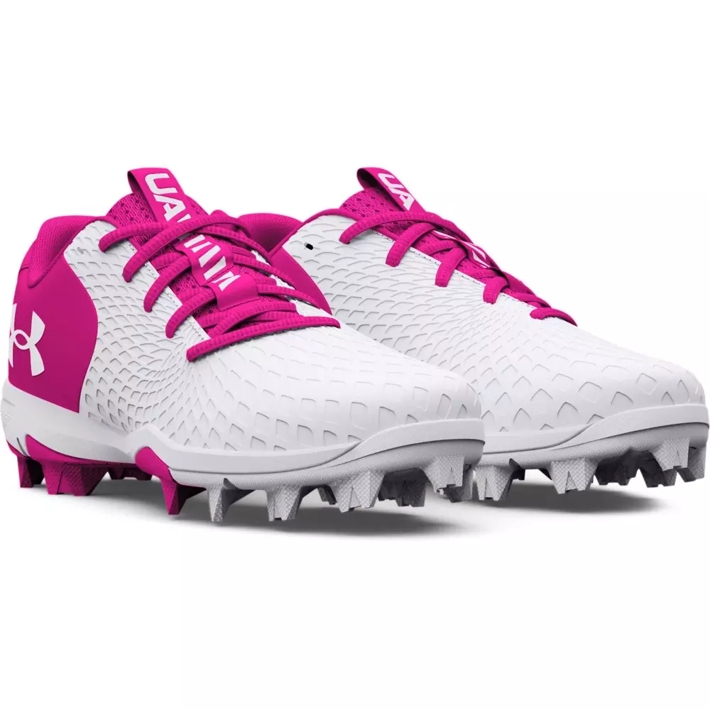 Under Armour Glyde 2 RM Jr. "White/Topic Pink" Preschool Girls' Softball Cleat - WHITE/PINK