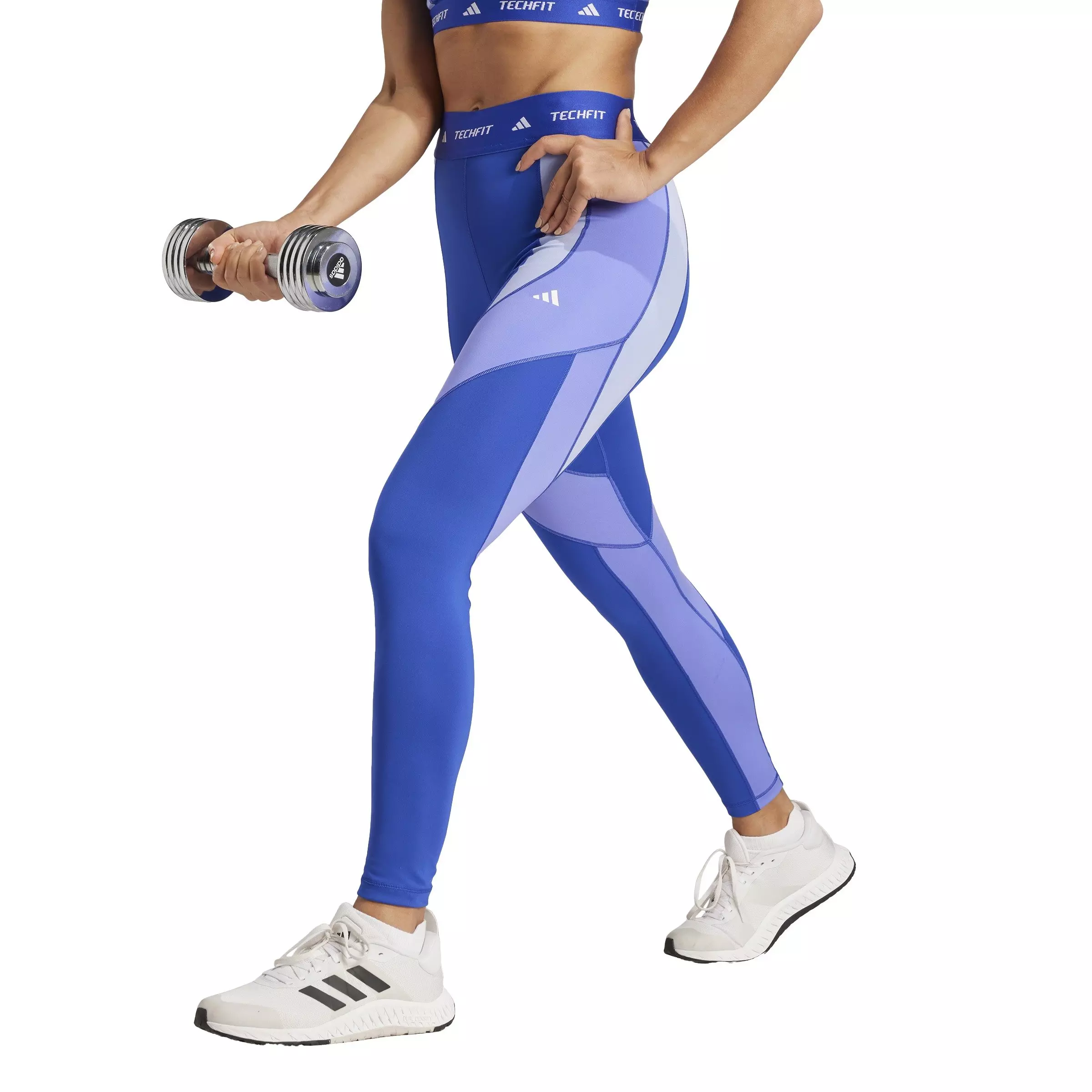 adidas Women's Techfit 7/8 Colorblock Leggings-Blue - BLUE