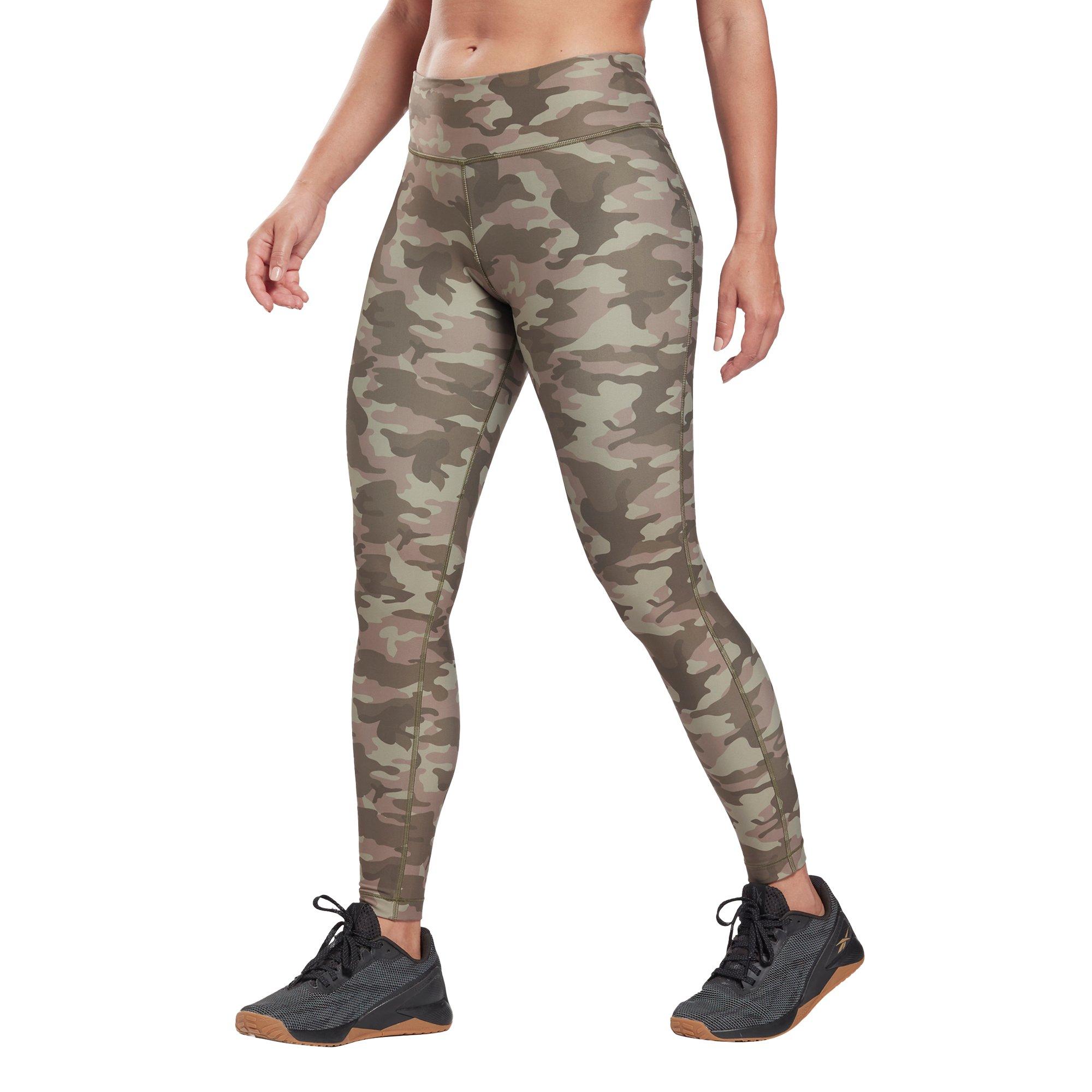 Reebok Speedwick Women's Gray Camouflage Sports High-Ride Leggings, Medium  NWT