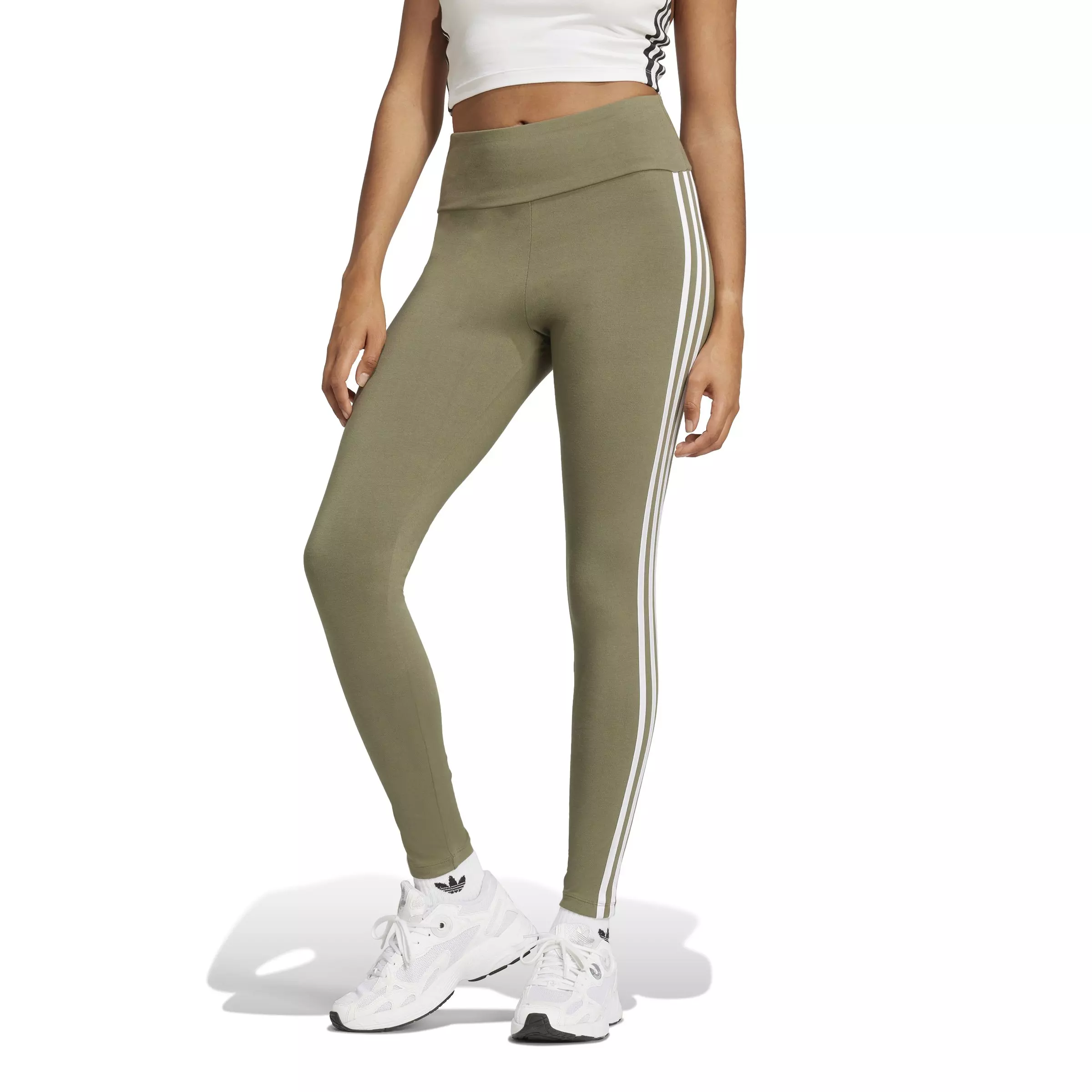 adidas Originals Women's 3-Stripes Leggings-Green - GREEN