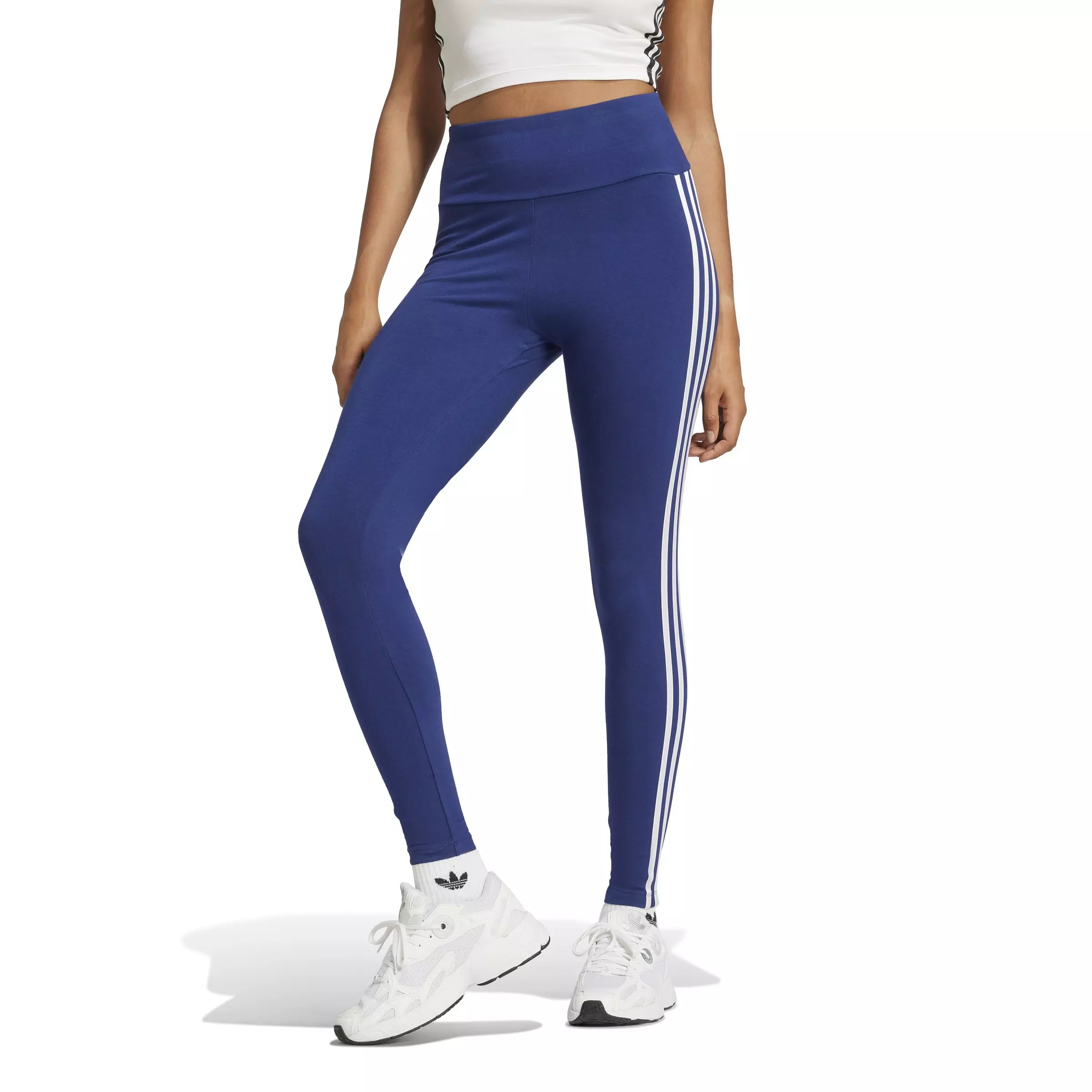 adidas Originals Women's 3-Stripes Leggings-Blue - BLUE