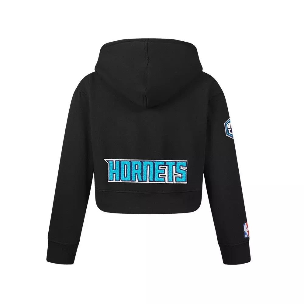 Pro Standard Big Girls' NBA Charlotte Hornets Classic Fleece Full-Zip Jacket -Black - BLACK