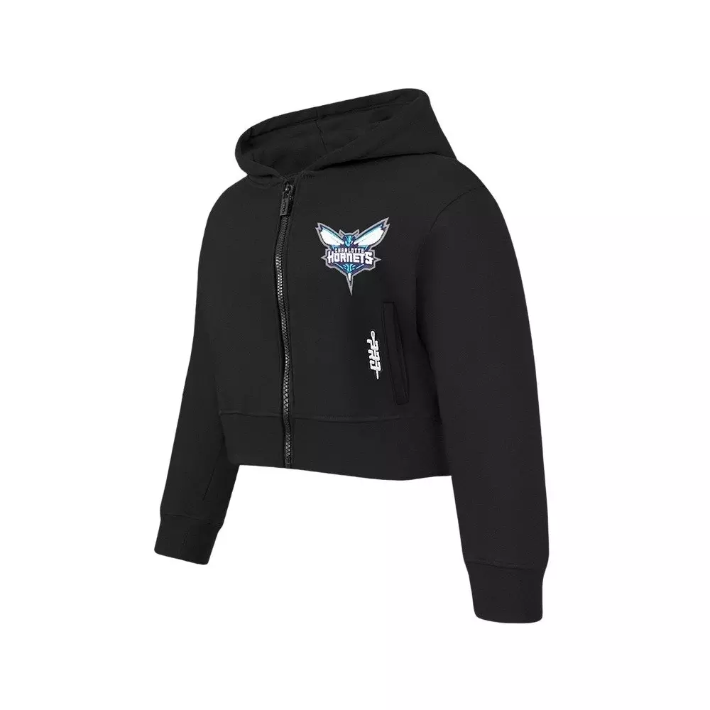 Pro Standard Big Girls' NBA Charlotte Hornets Classic Fleece Full-Zip Jacket - Black - BLACK