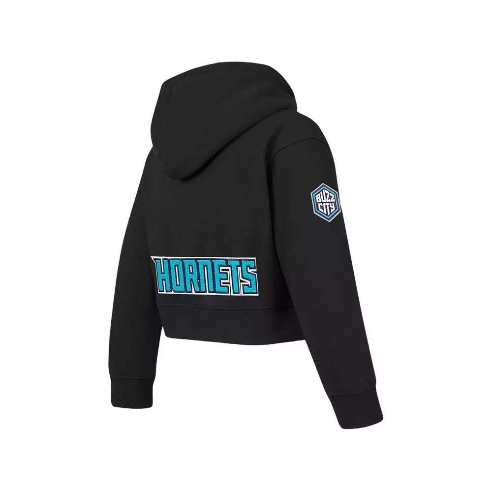 Pro Standard Big Girls' NBA Charlotte Hornets Classic Fleece Full-Zip Jacket - Black - BLACK